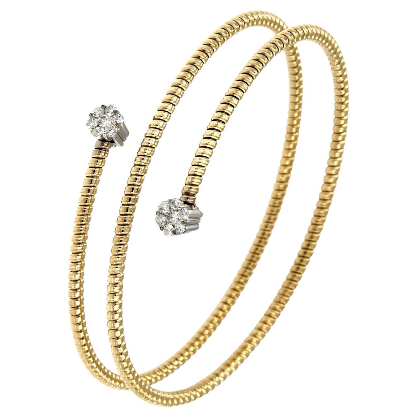 Bracelet flexible et adaptable avec des tubogas de fabrication artisanale qui 
convient aux poignets de 7,87 pouces de taille moyenne à grande
Disponible en trois couleurs d'or, jaune, blanc et rose.
Poids d'or 5GR et 0.15Carat de diamants
La vidéo