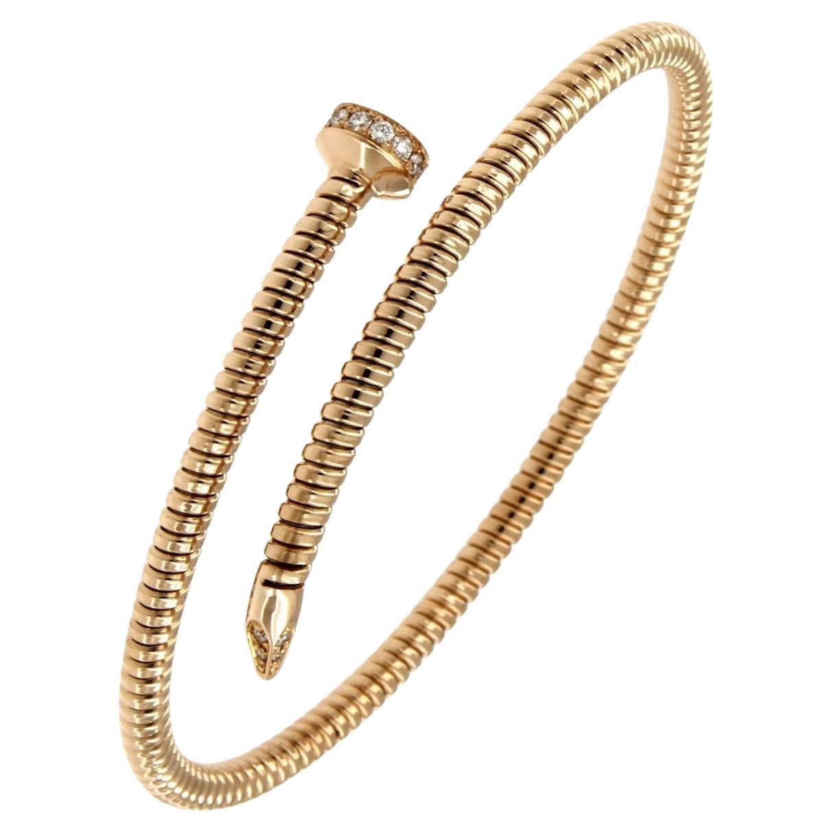 Antora Tubogas 18k Yellow Gold Juste Un Clou Diamond Cuff Bracelet