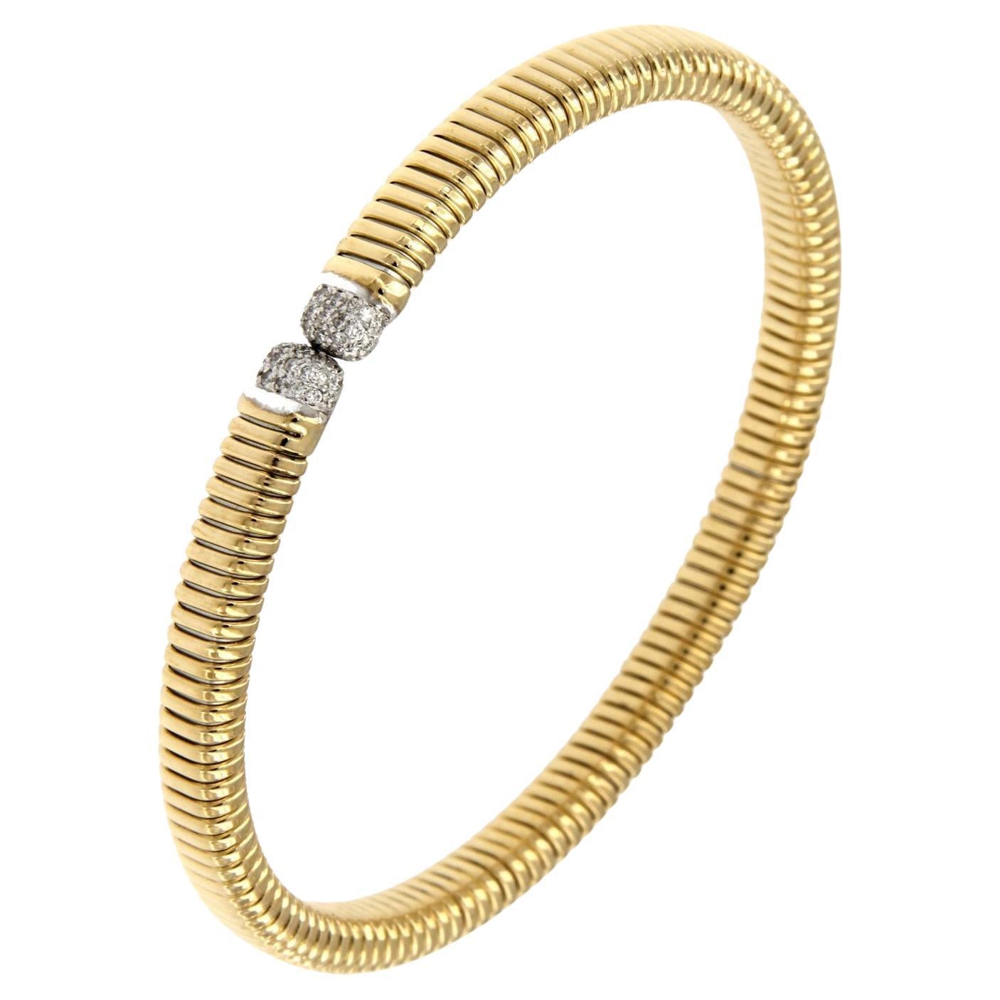 Antora Tubogas Bracelet manchette en or jaune 18k Juste Un Clou Diamant en vente