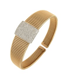 Antora Tubogas Bracelet clamper en or jaune 18k Tubogas et diamants