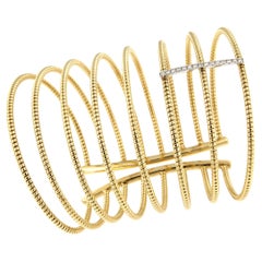 Antora Tubogas 18k Yellow Gold Tubogas and Diamonds Cuff  Bracelet