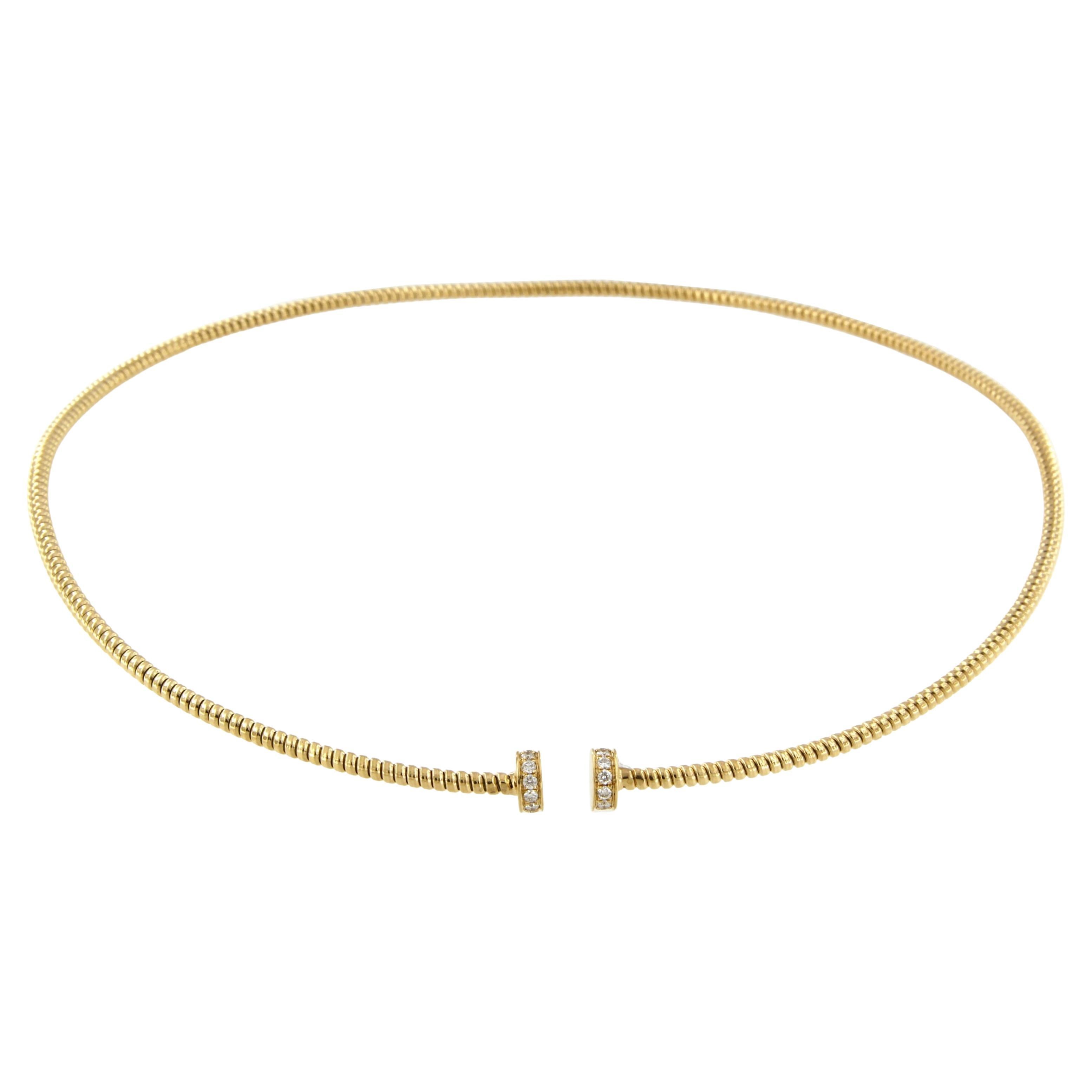 Antora Tubogas Juste un Clou 18k yellow Gold and Diamonds chocker Necklace