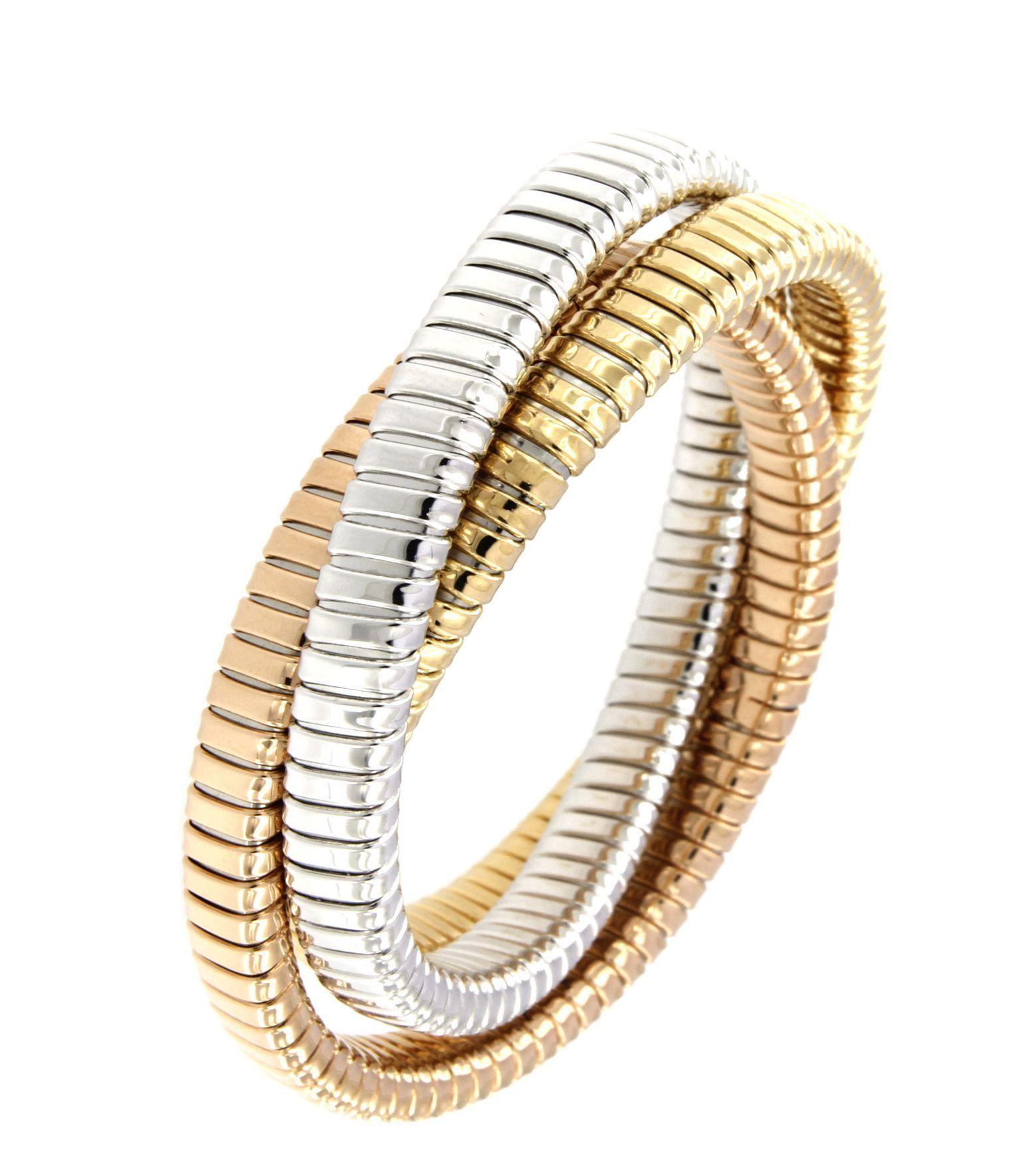 Contemporaneo Antora Tubogas Tri Colour 18k Gold Tubogas  Cuff  Bracelet in vendita