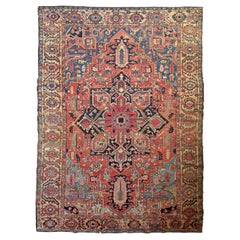 Antqiue Karaja Rug with Lovely Denim Dyes, c. 1920's