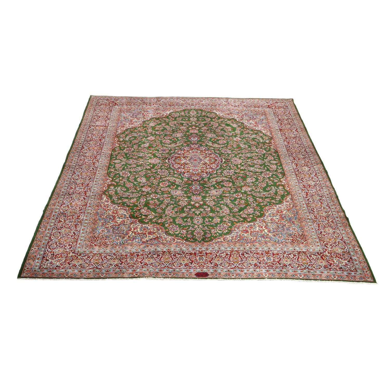 Persiano Tappeto Antqiue Persian Kerman Arjomand - Dimensioni: 11'2 X 8'4 in vendita