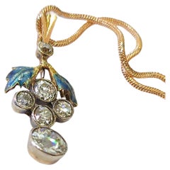 Pendentif en or Antque Russian 1.40 Carat Old Mine Cut Diamond
