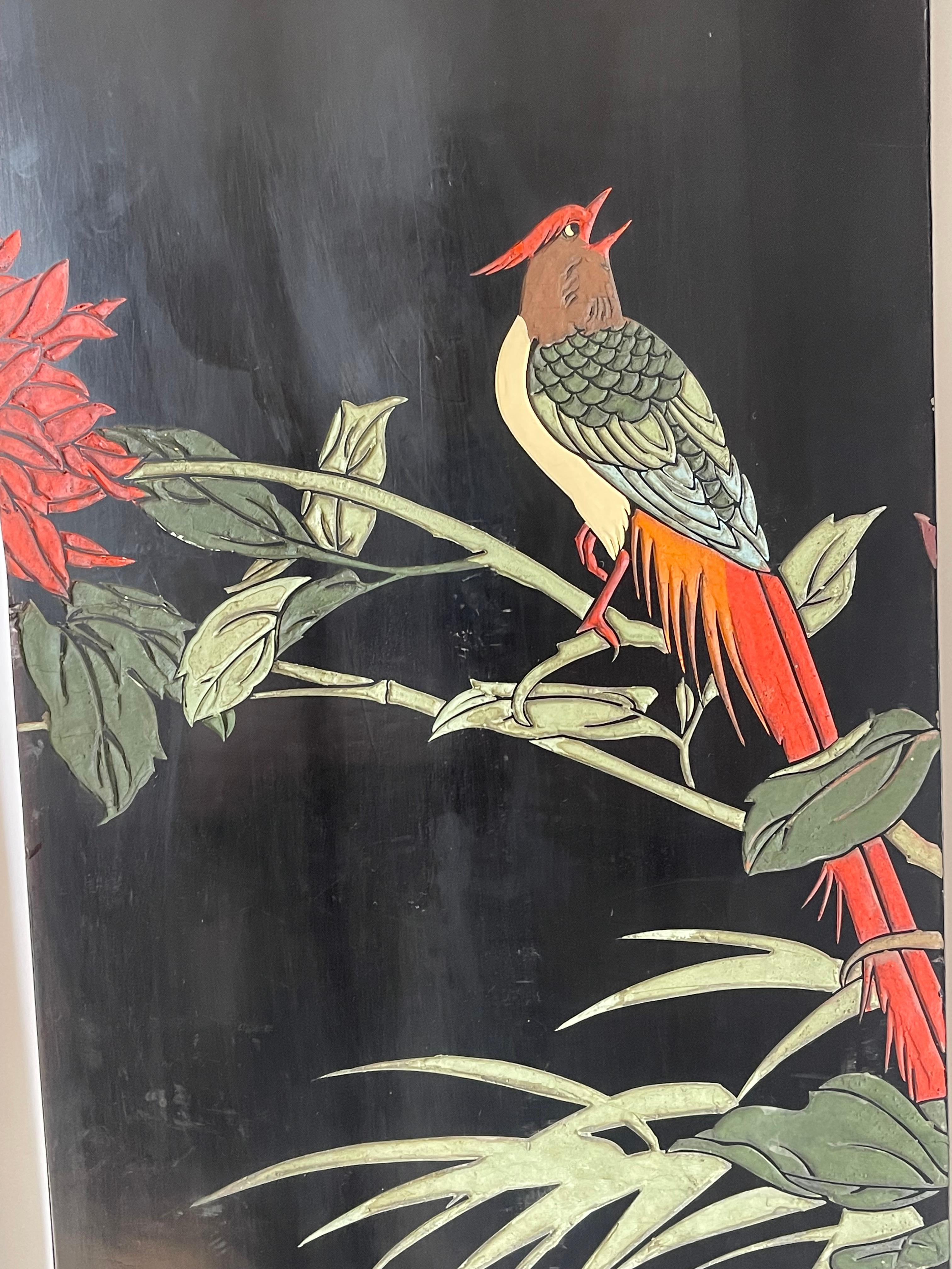 Schermo cinese da parete in oro Antque a doppia faccia in vendita 5