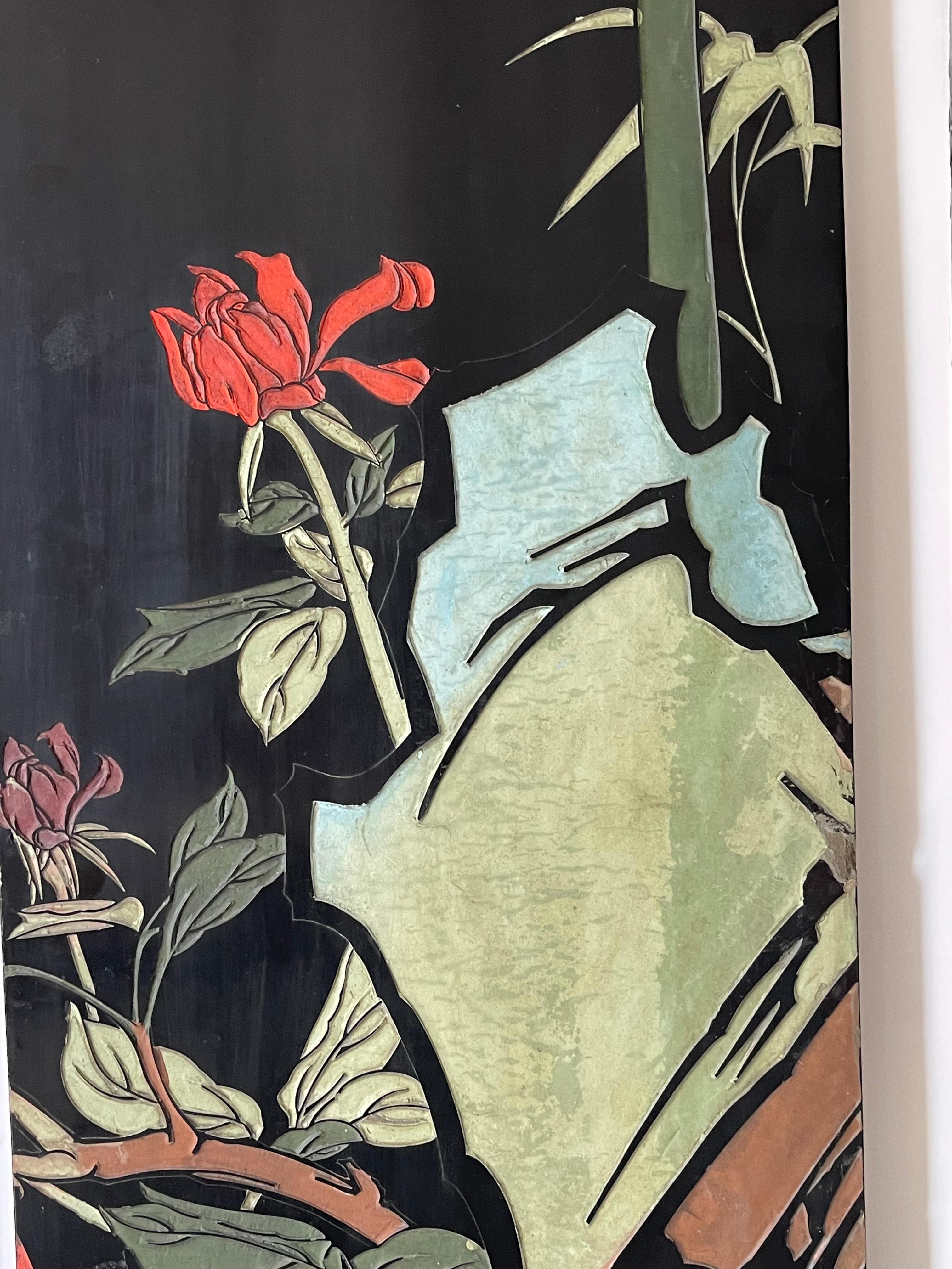 Schermo cinese da parete in oro Antque a doppia faccia in vendita 6