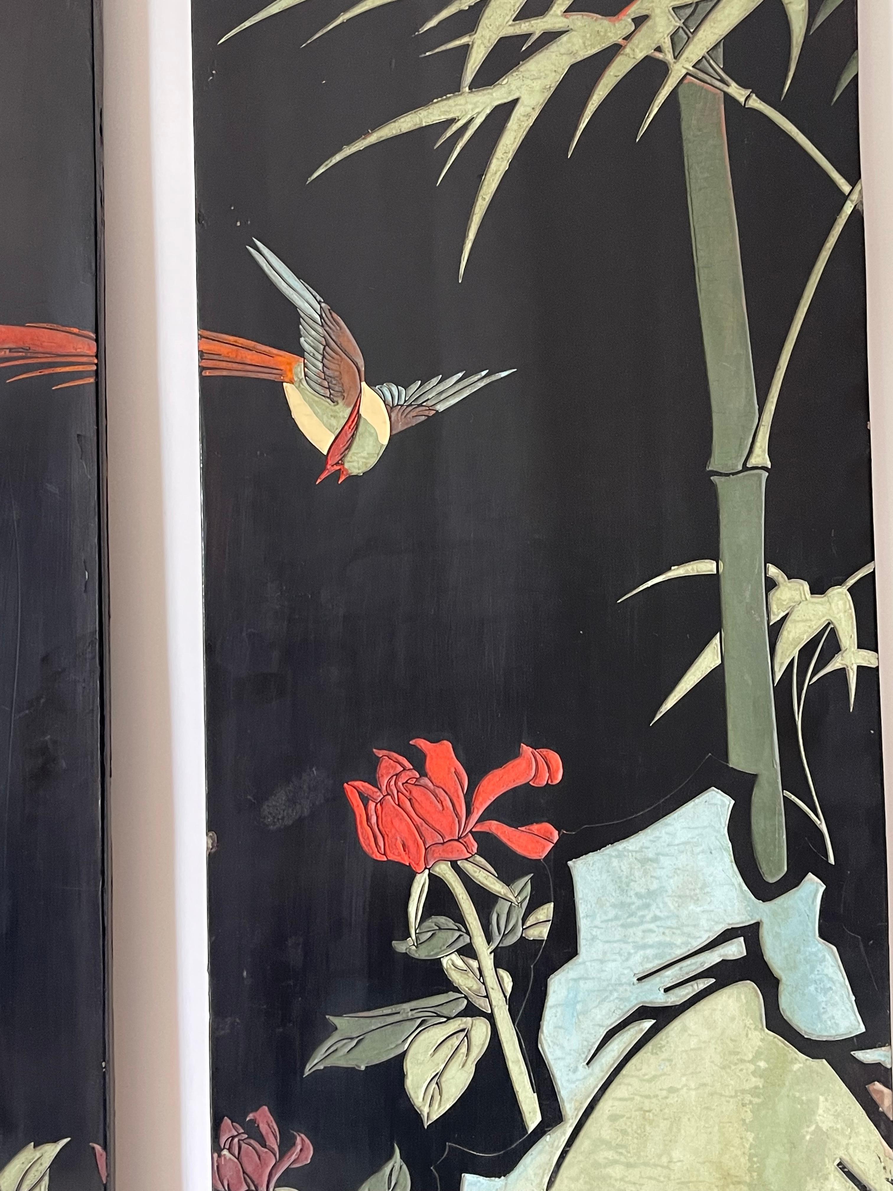 Schermo cinese da parete in oro Antque a doppia faccia in vendita 7