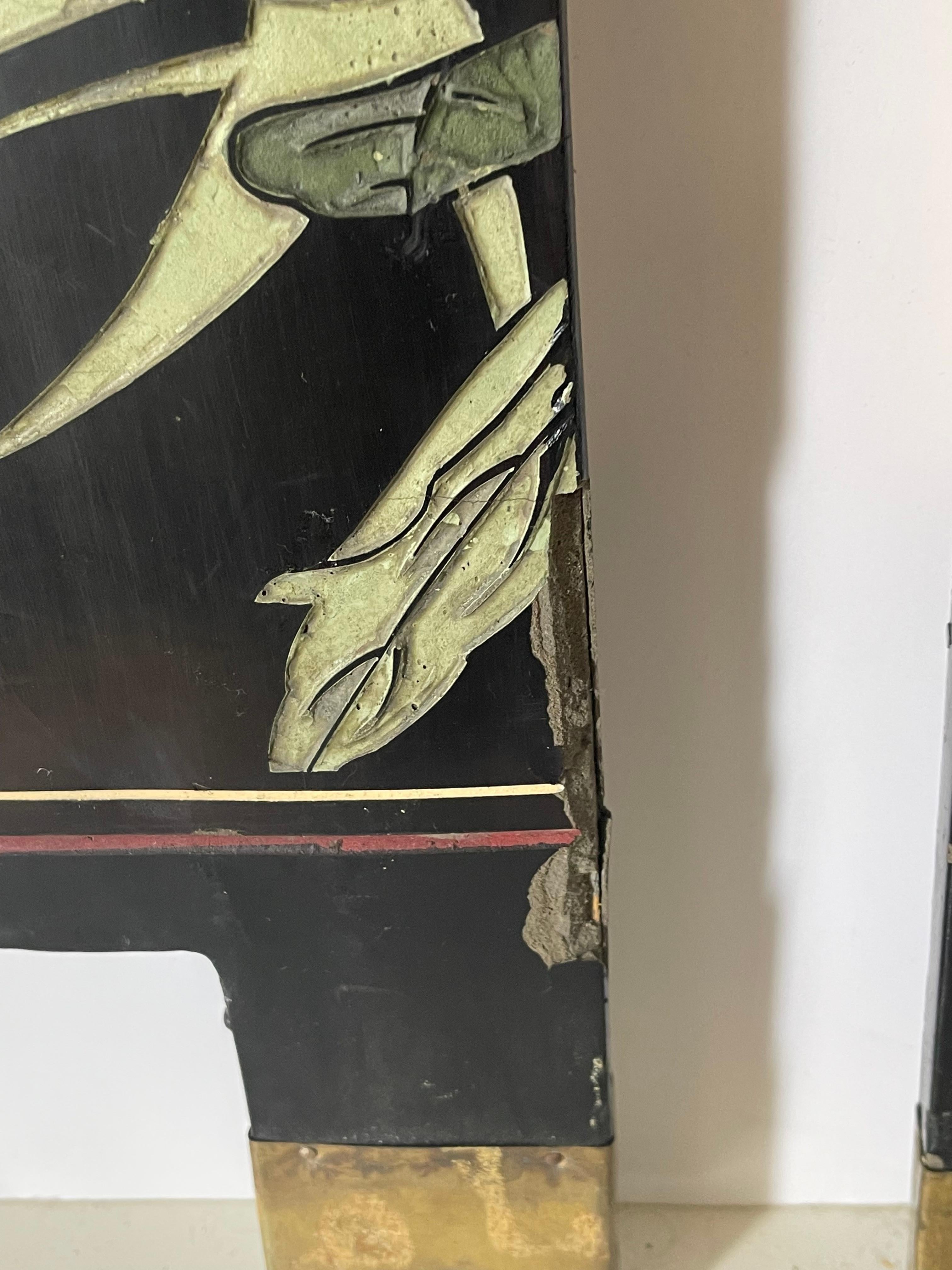 Schermo cinese da parete in oro Antque a doppia faccia in vendita 8