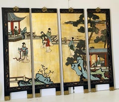 Antque Chinese Gold Wall Screen Fouble Sided