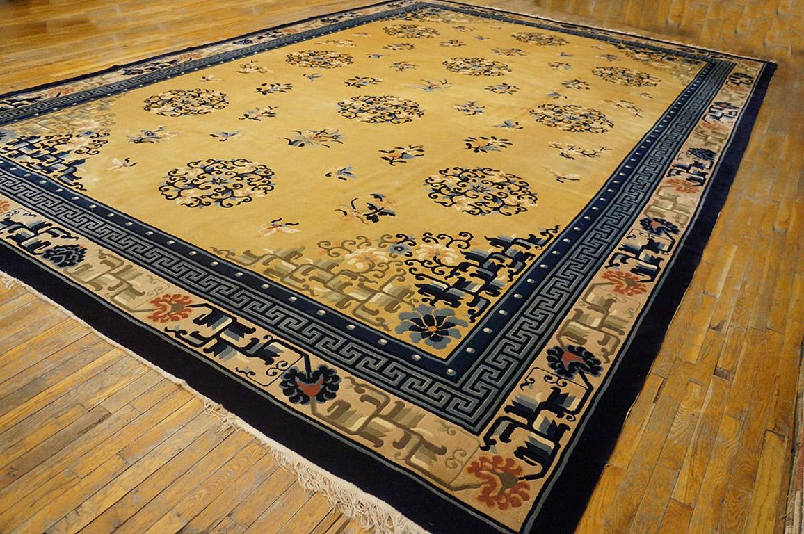 Hand-Knotted Antque Chinese Peking Rug 12' 4