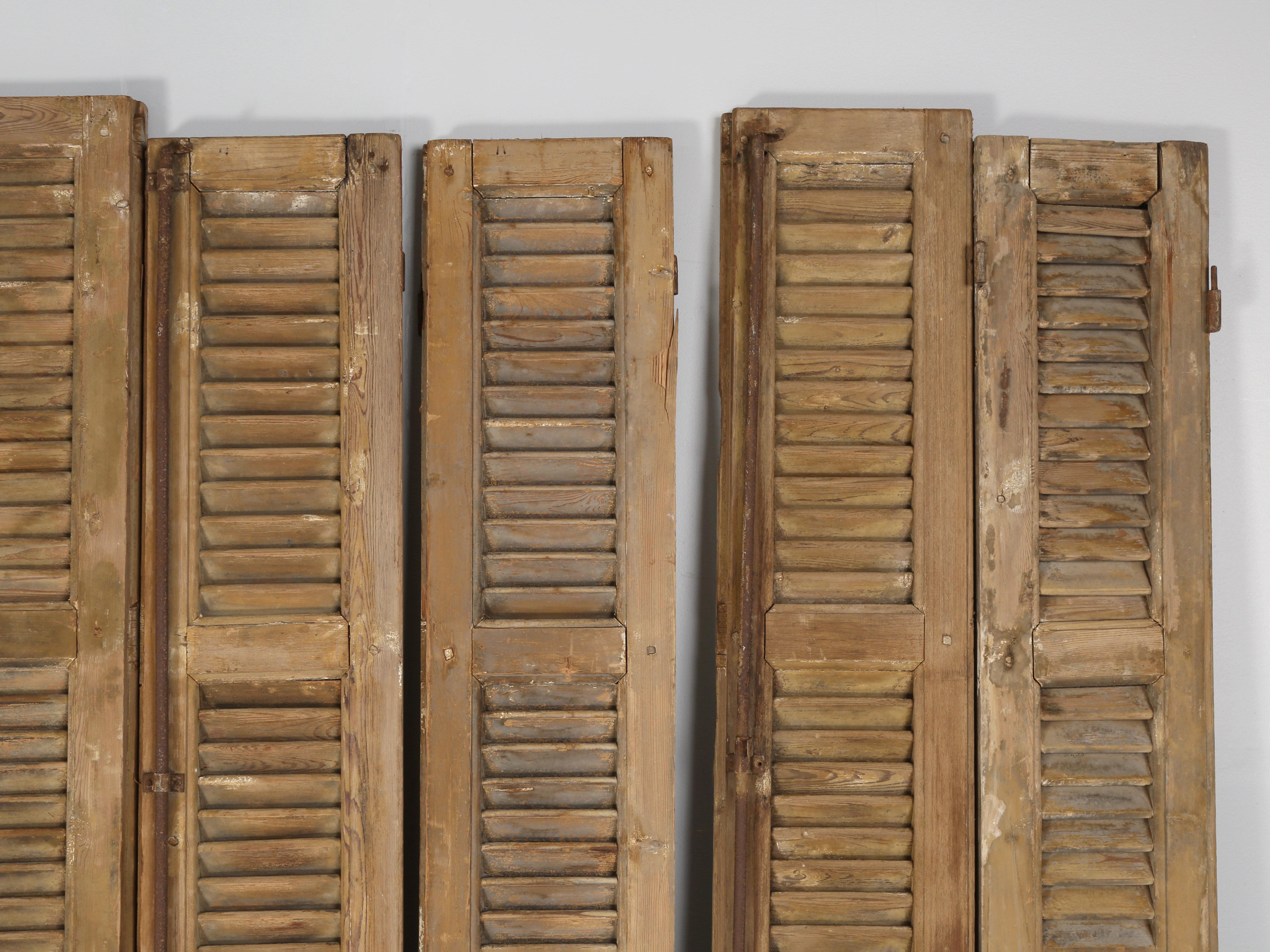 Hand-Crafted Antque Country French Set of (8) Original Shutters from a Chateau in Brittany For Sale