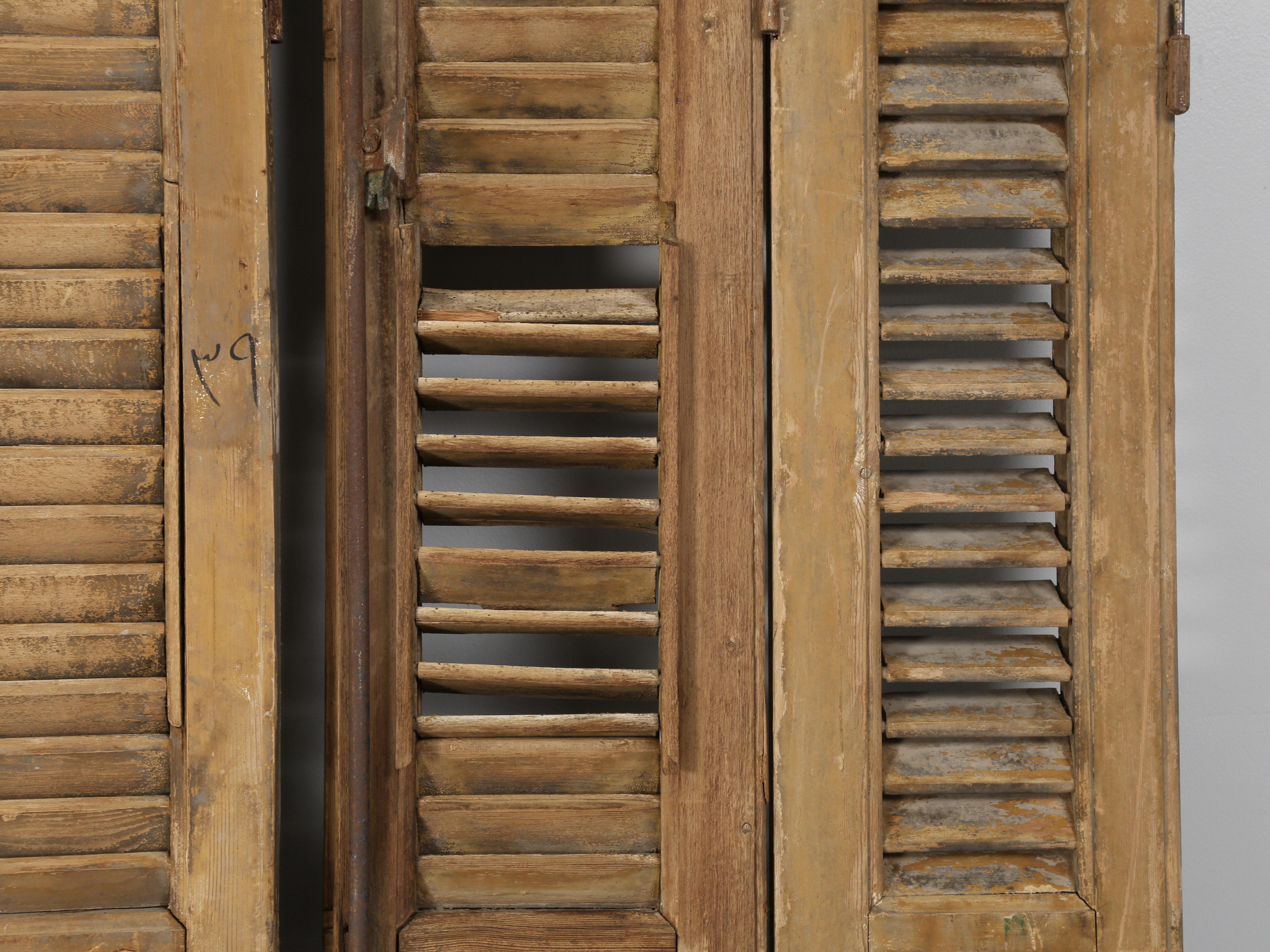 Wood Antque Country French Set of (8) Original Shutters from a Chateau in Brittany For Sale