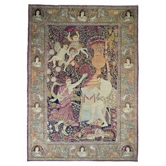Antique Kerman Pictorial Rug 7'5'' x 10'4''