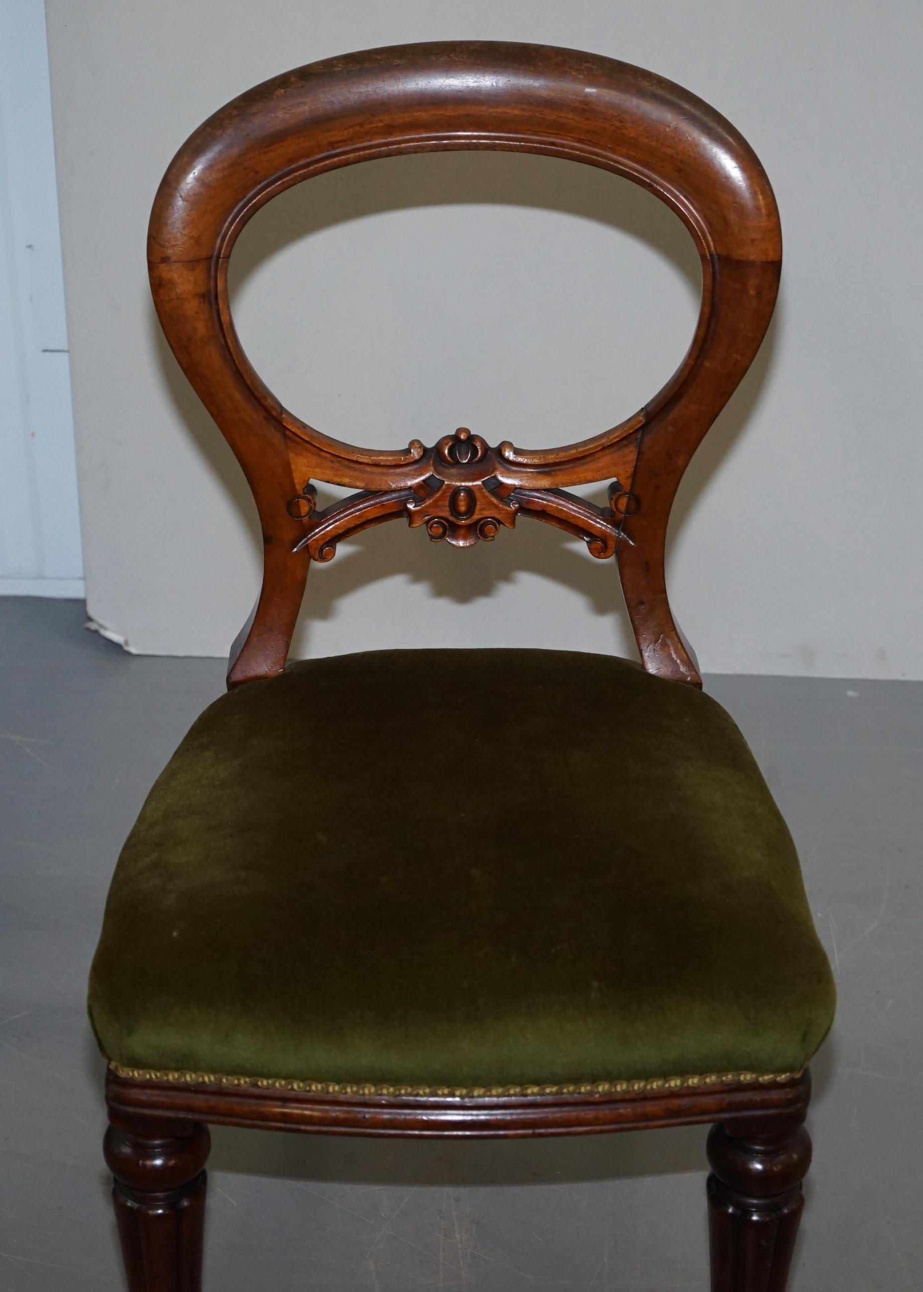 Antque Suite of circa 1860 Victorian Balloon Medallion Back Dining Chairs 5