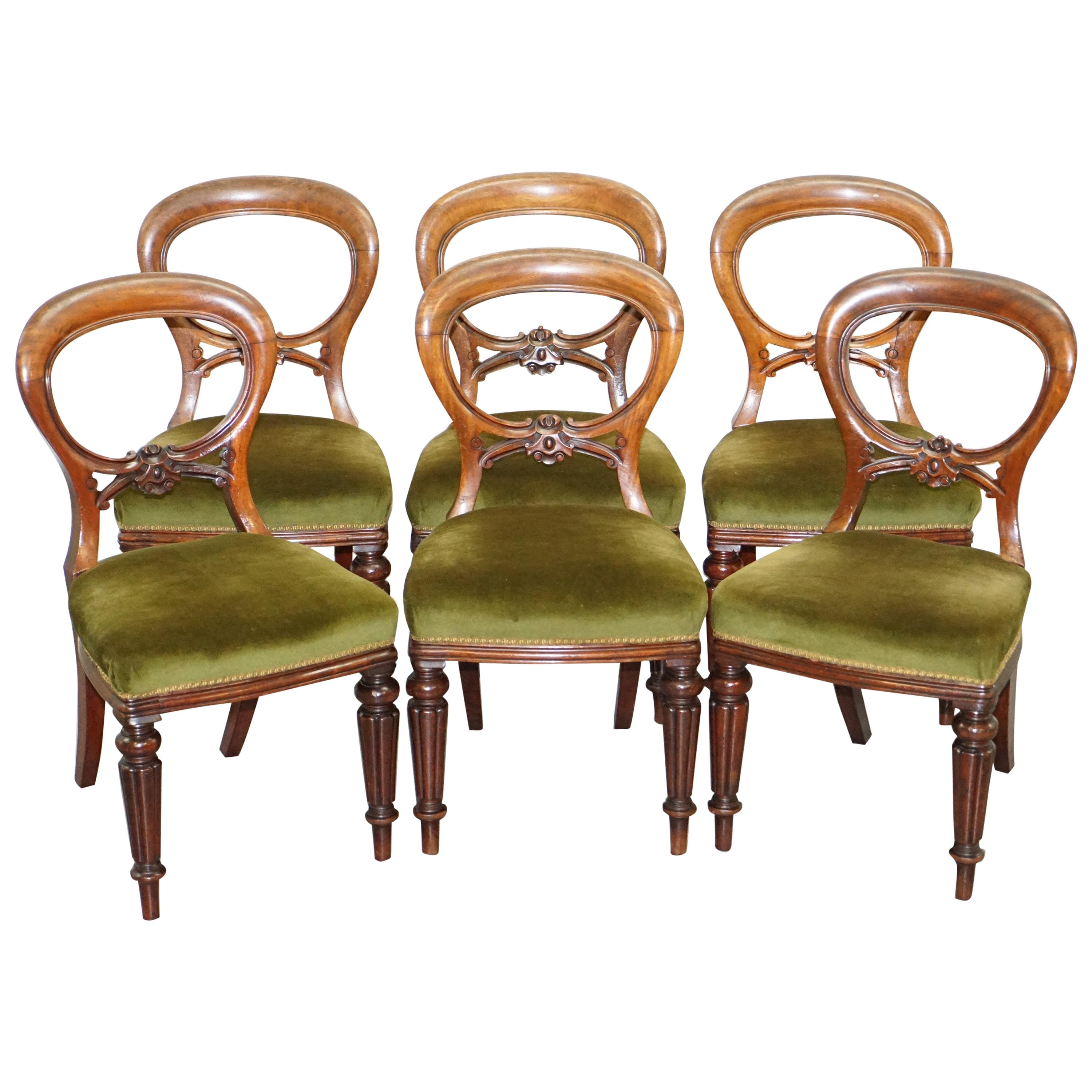 Antque Suite of circa 1860 Victorian Balloon Medallion Back Dining Chairs