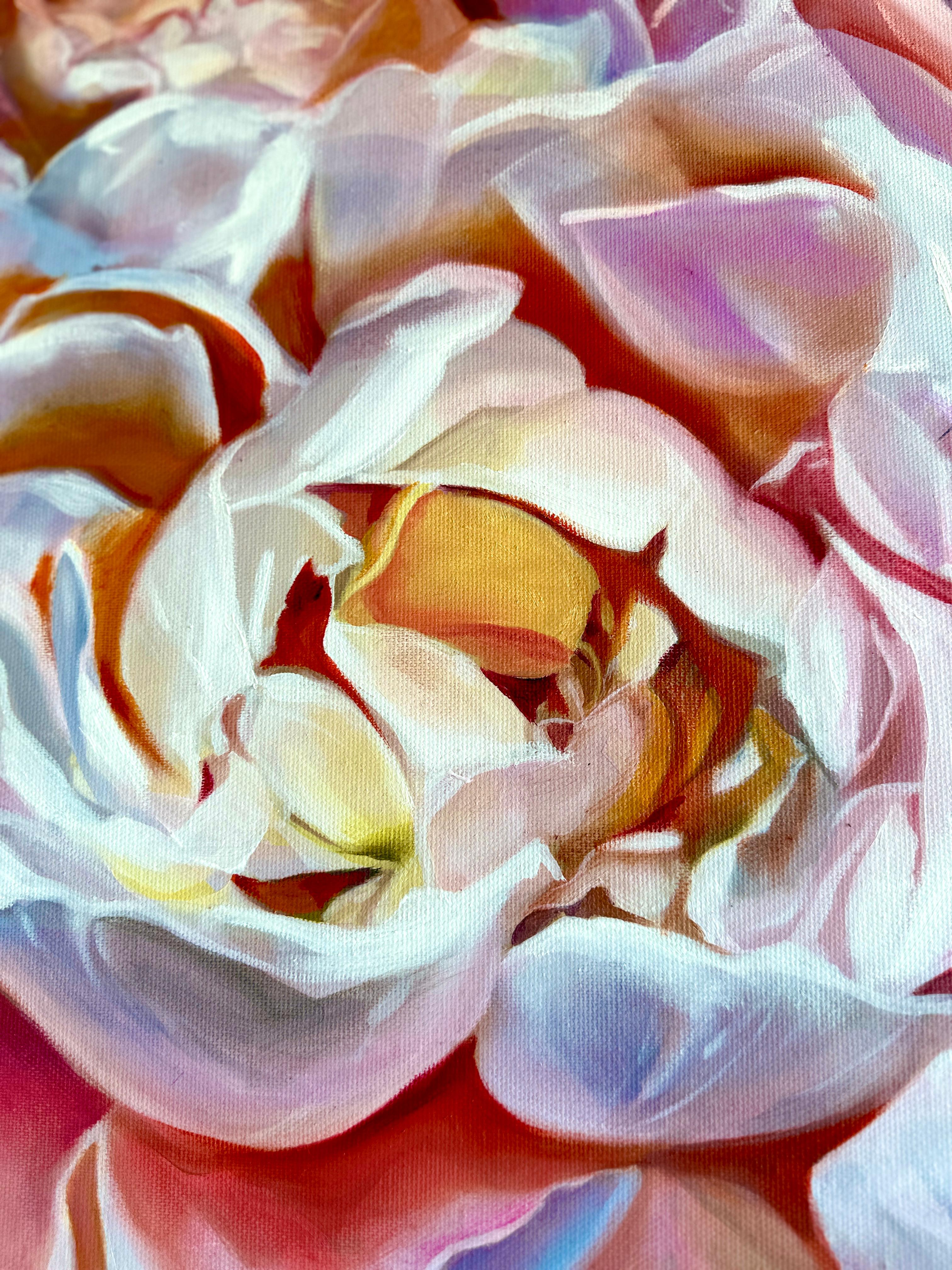 The Heat of Sunset - peinture à l'huile florale originale et réaliste - art contemporain 1