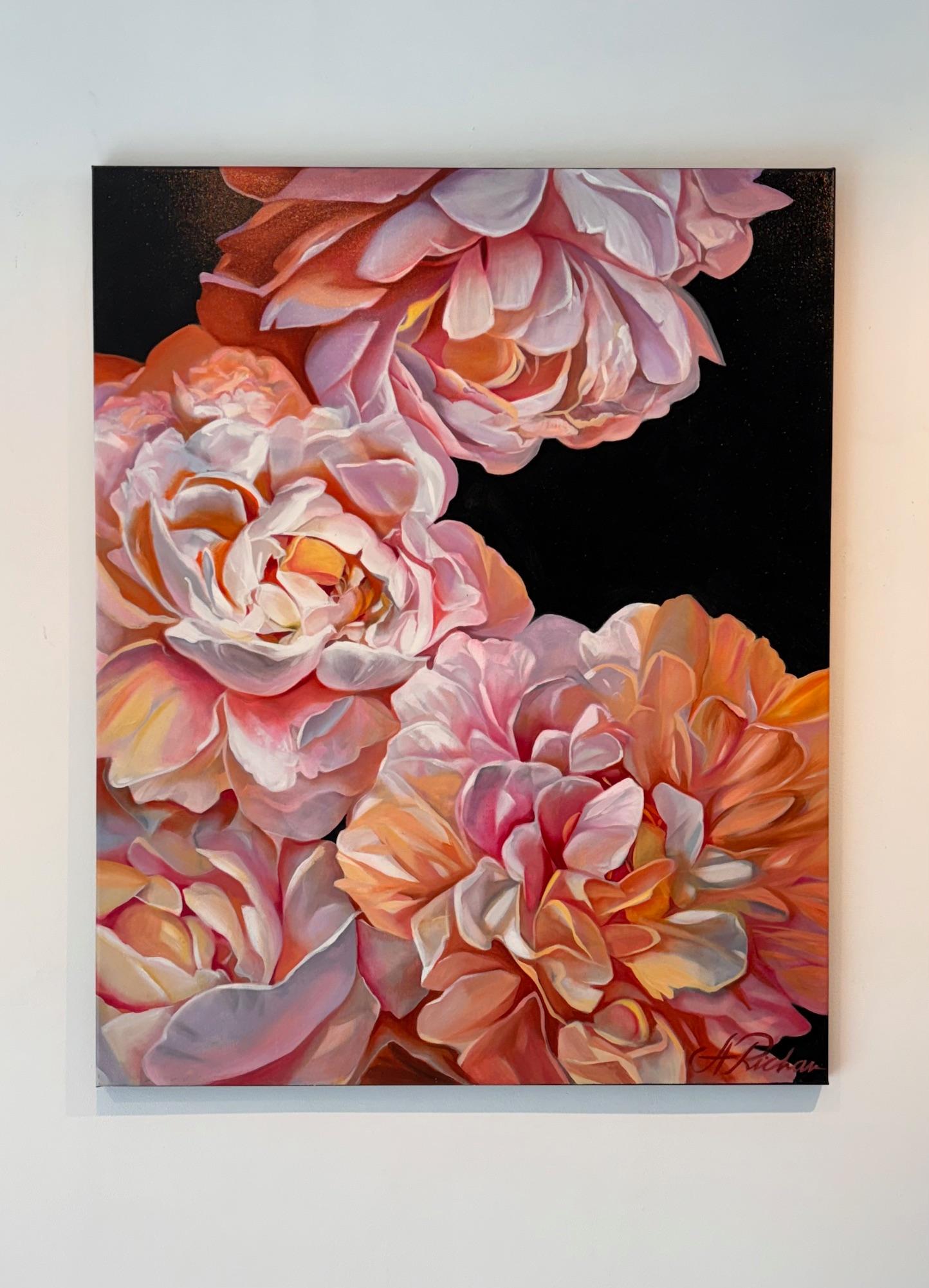 The Heat of Sunset - peinture à l'huile florale originale et réaliste - art contemporain 6