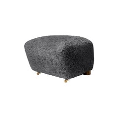Antrachite Smoked Oak Sheepskin the Tired Man Footstool by Lassen