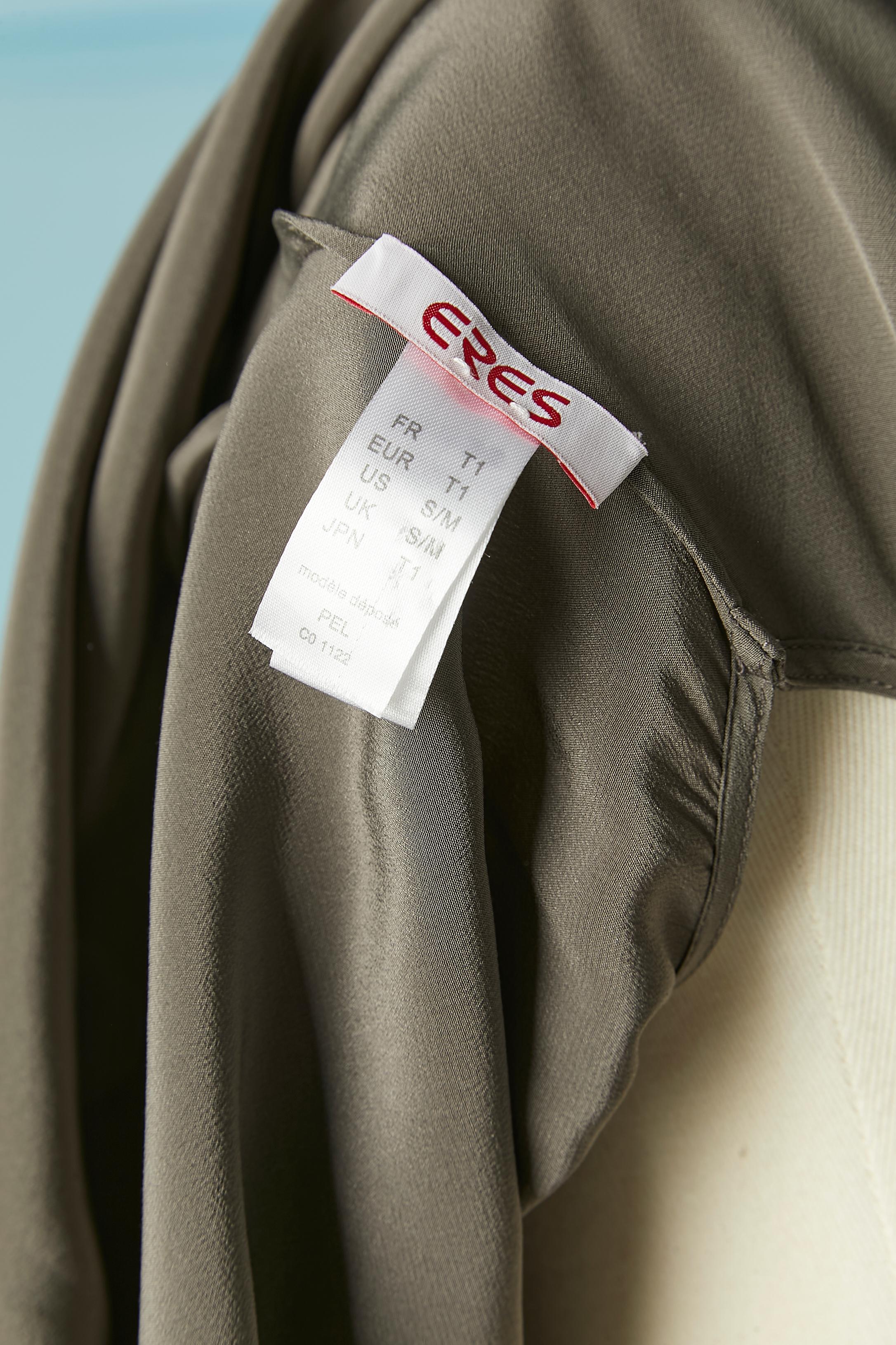 Antracite Graues Seiden- Strandbekleid aus Seide mit Kordelzug und Schulterriemen ERES Damen im Angebot
