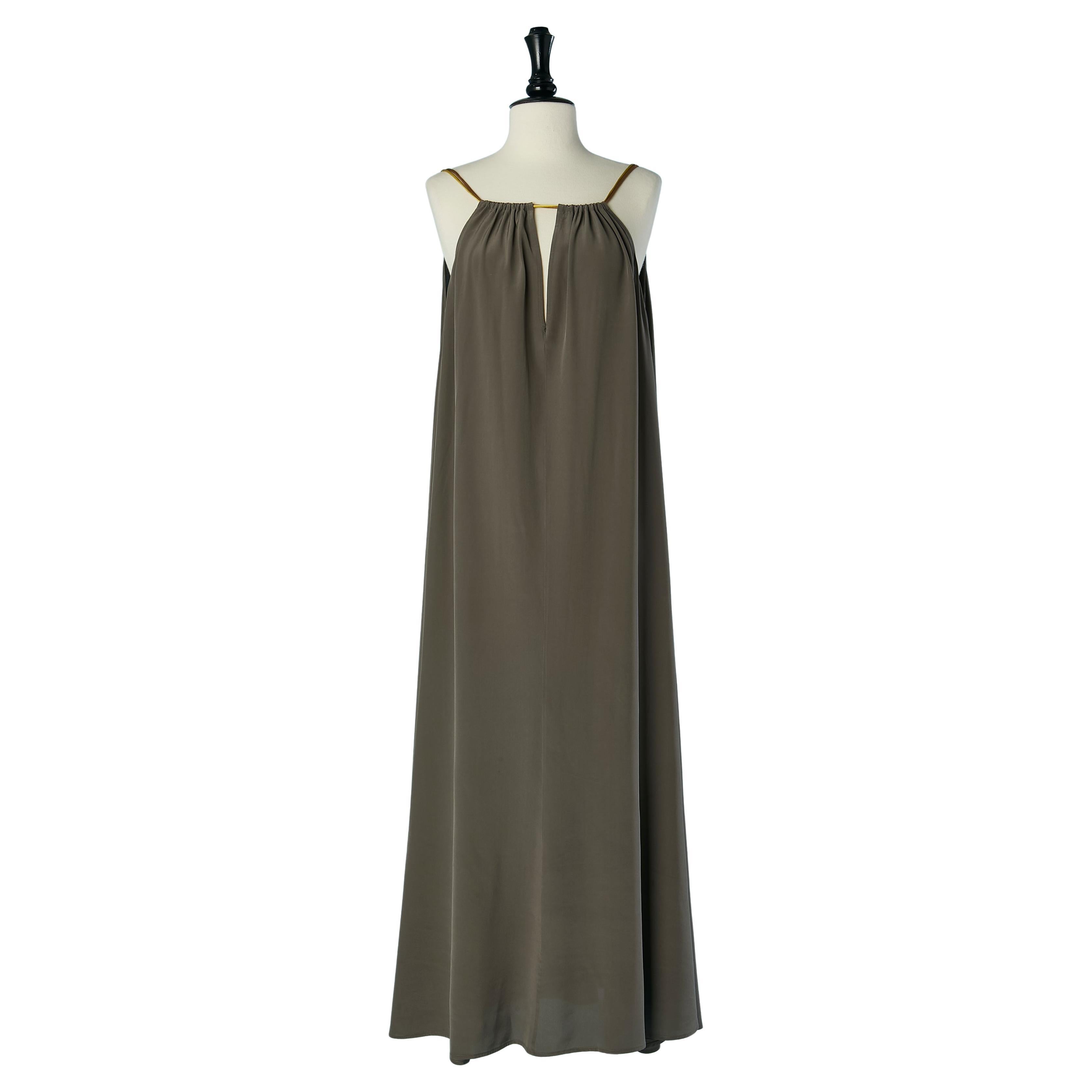 Antracite Graues Seiden- Strandbekleid aus Seide mit Kordelzug und Schulterriemen ERES im Angebot