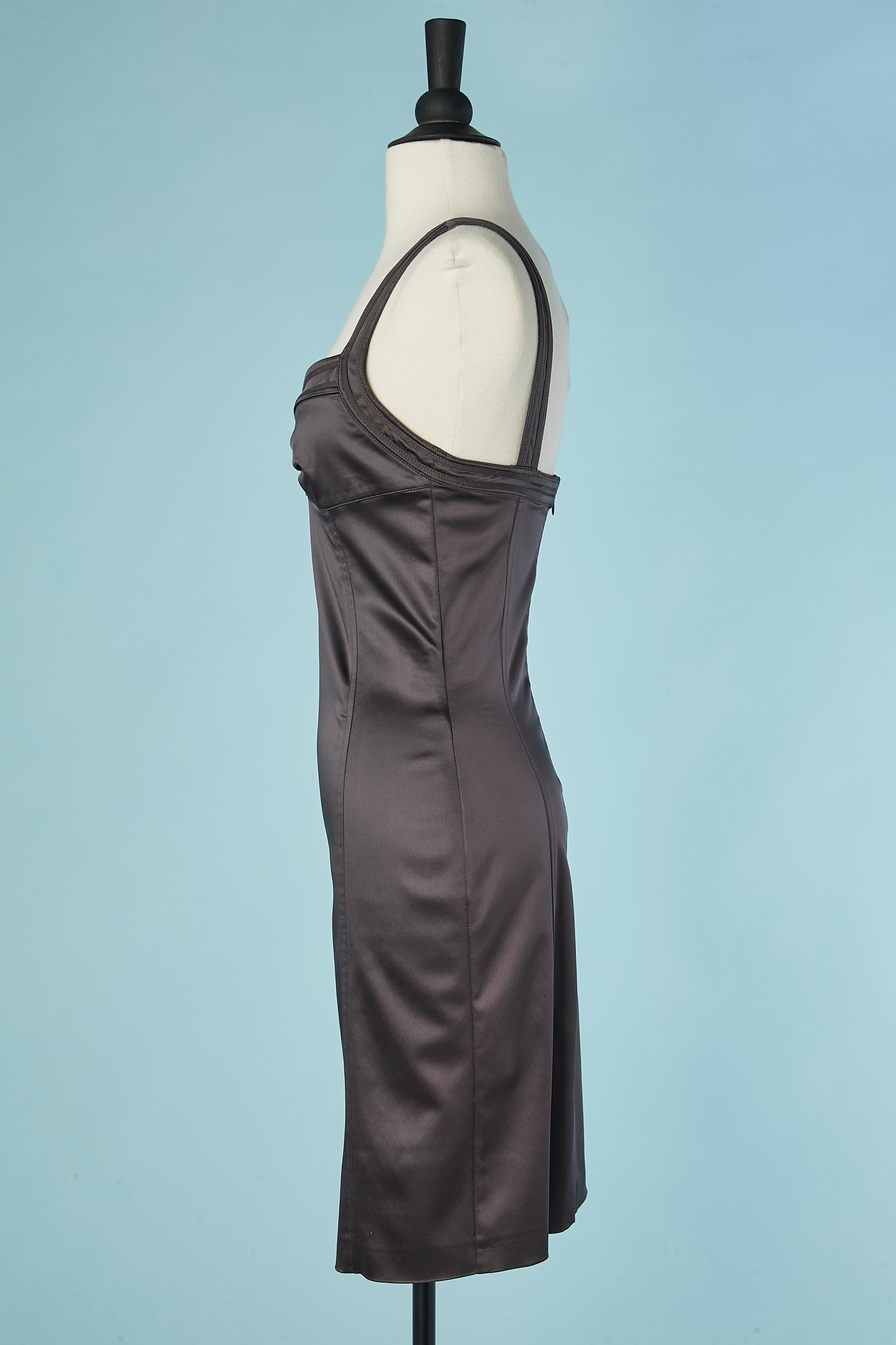 Antrazitgraues ärmelloses Cocktailkleid GALLIANO (Schwarz) im Angebot