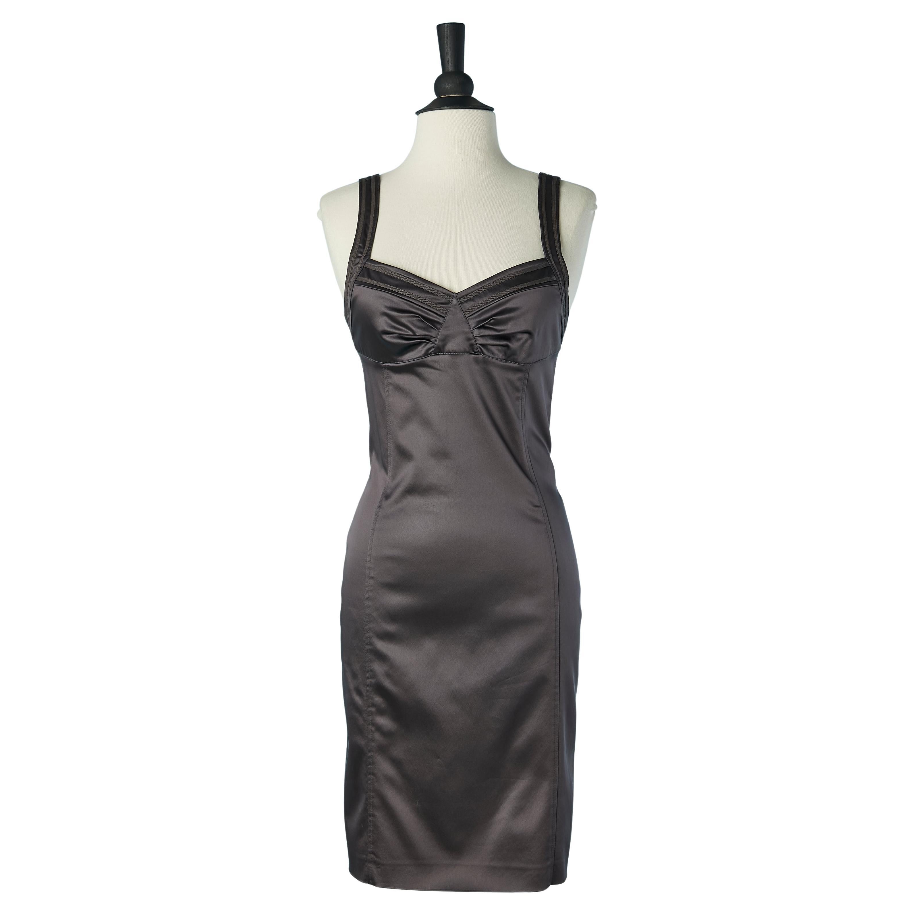 Antrazitgraues ärmelloses Cocktailkleid GALLIANO im Angebot
