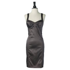 Vestido de cóctel sin mangas gris antracita GALLIANO