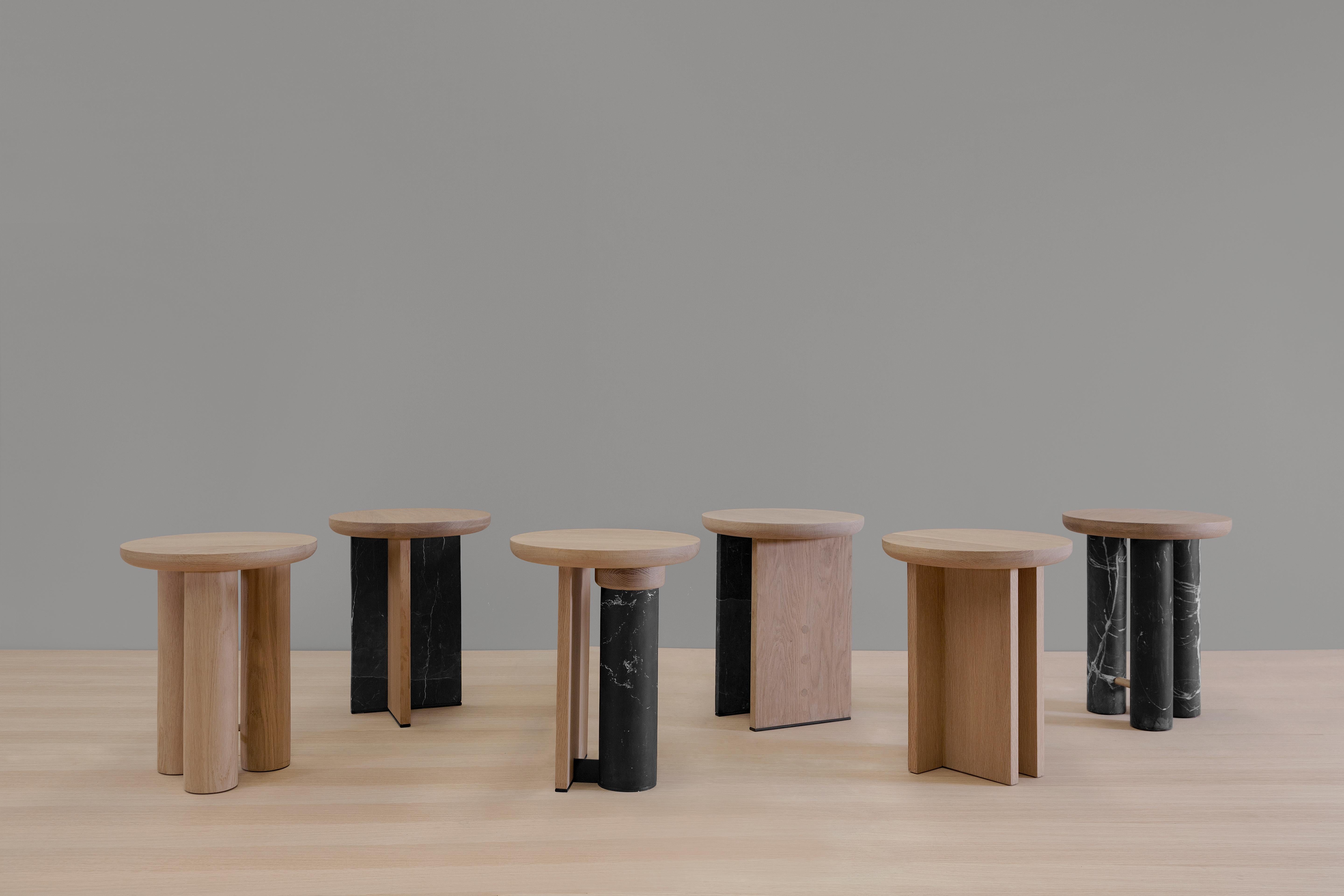 Mexican Antropología 02, Sculptural Stool, End Table, Side Table Made of Solid Oak Wood