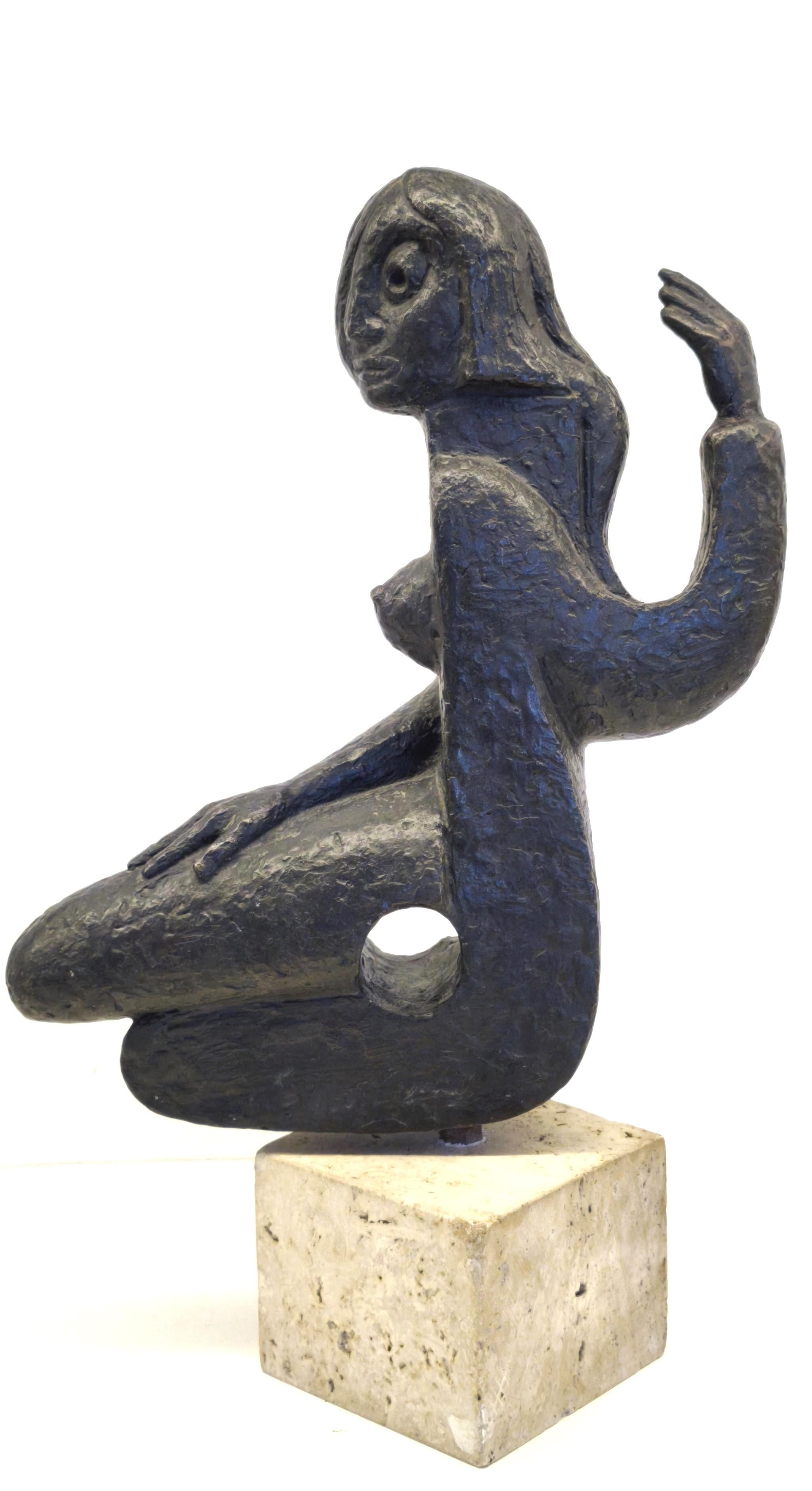 Grande scultura antropomorfa in bronzo, anni '50, '60, Francia.
.
Nello stile delle creazioni di Zadkine, Picasso, Henri Laurens.
.
La base della scultura è realizzata in travertino.
.
Molto poetico.
.
C'è un monogramma (vedi foto) ma purtroppo non