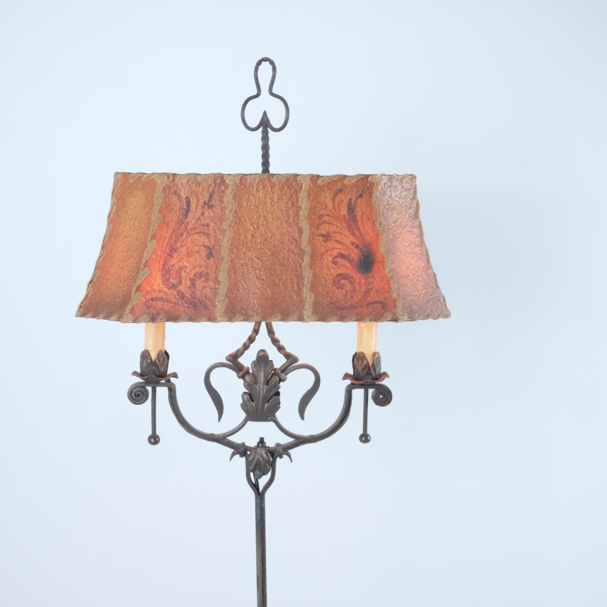 Mid-Century Modern Antti Hakkarainen Adjustable Wrought Iron Floor Lamp Model 816,  1930s For Sale