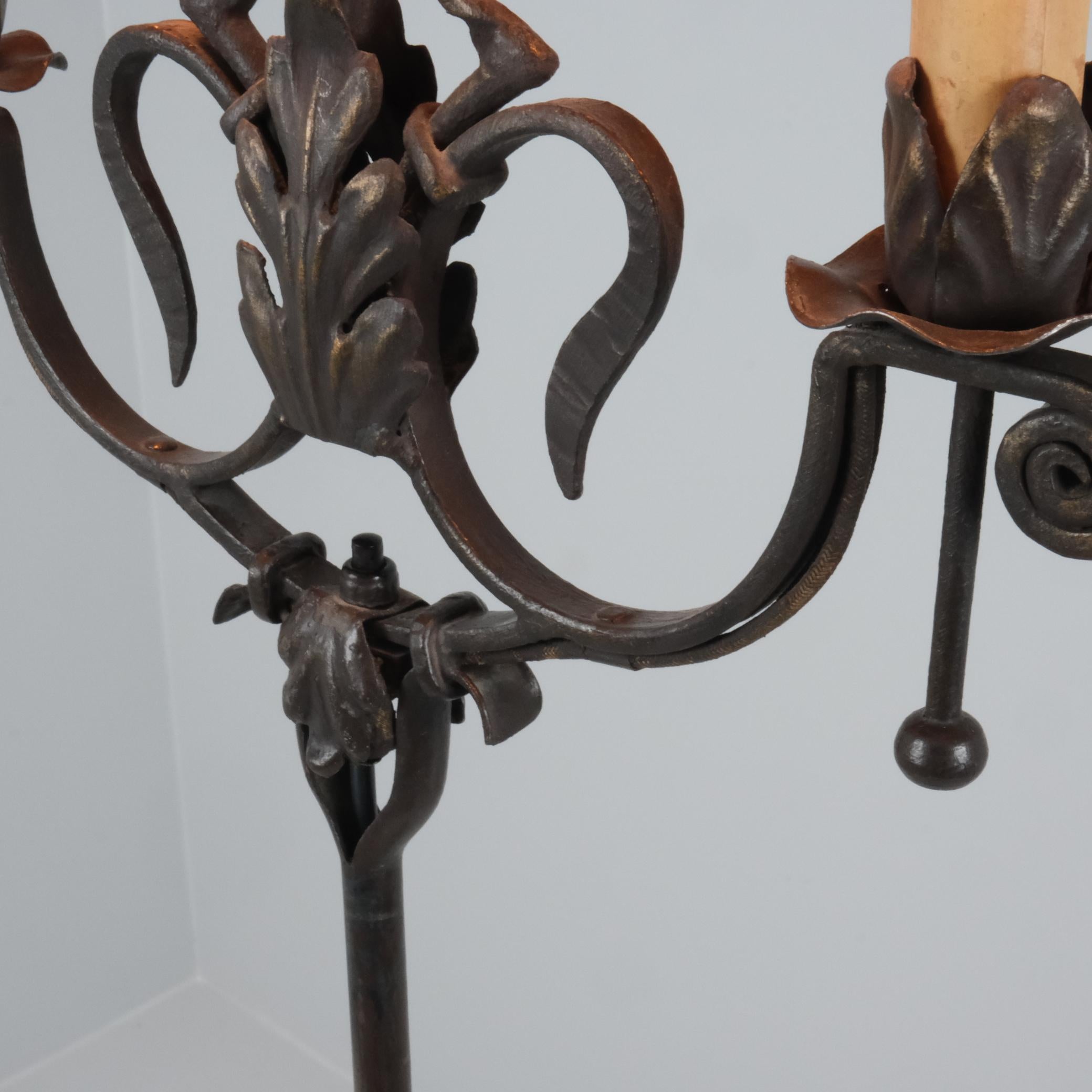 Mid-20th Century Antti Hakkarainen Adjustable Wrought Iron Floor Lamp Model 816,  1930s For Sale