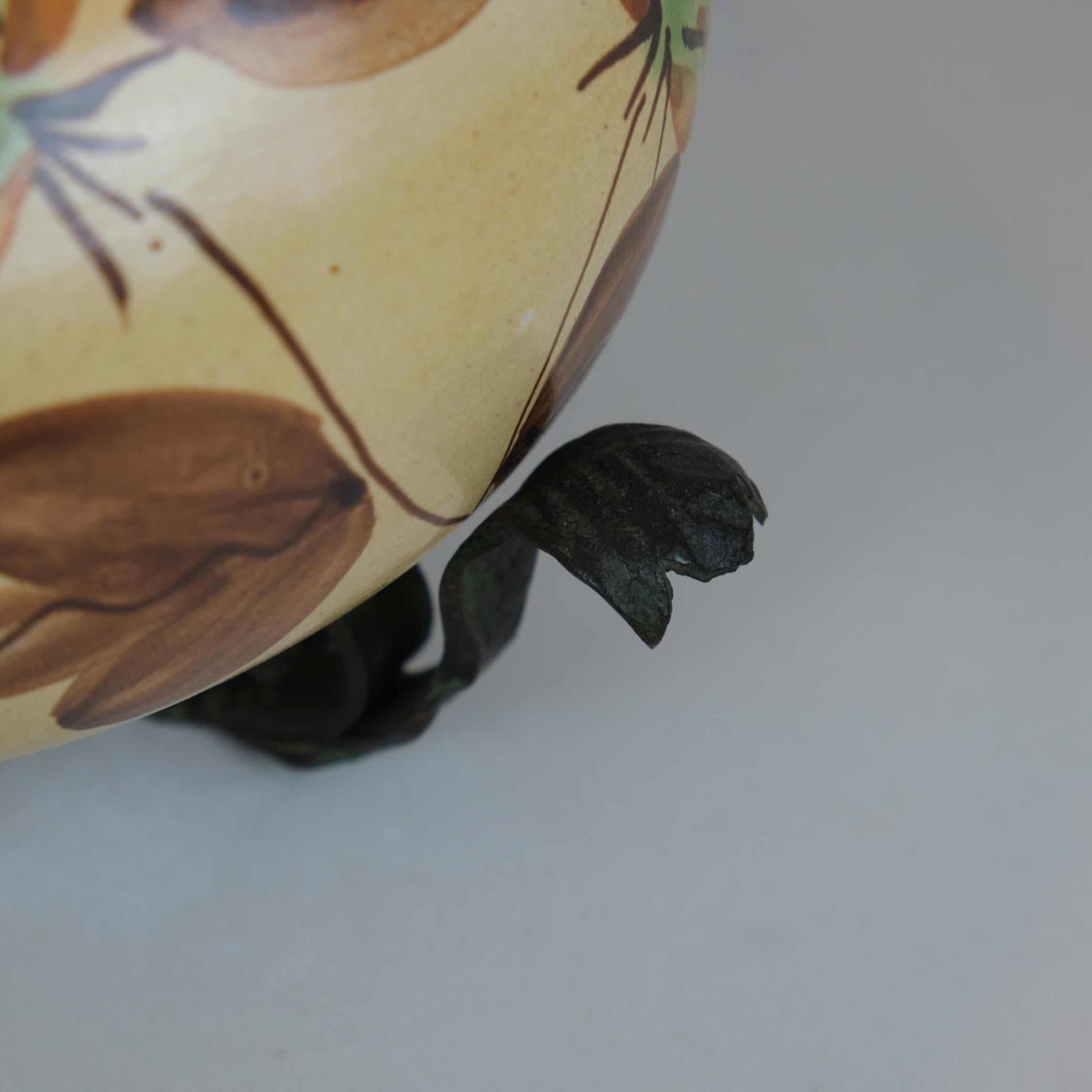 Wrought Iron Antti Hakkarainen Table Lamp, Ceramic & Iron, Taidetakamo A. Hakkarainen 1930s For Sale