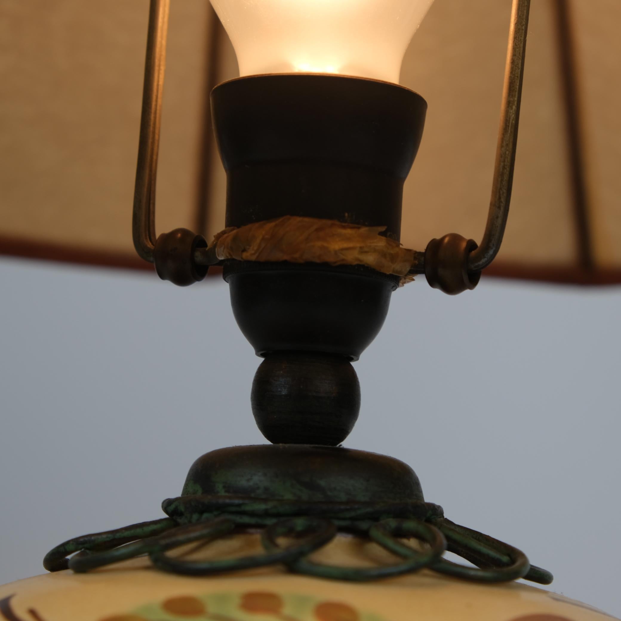 Antti Hakkarainen Table Lamp, Ceramic & Iron, Taidetakamo A. Hakkarainen 1930s For Sale 2