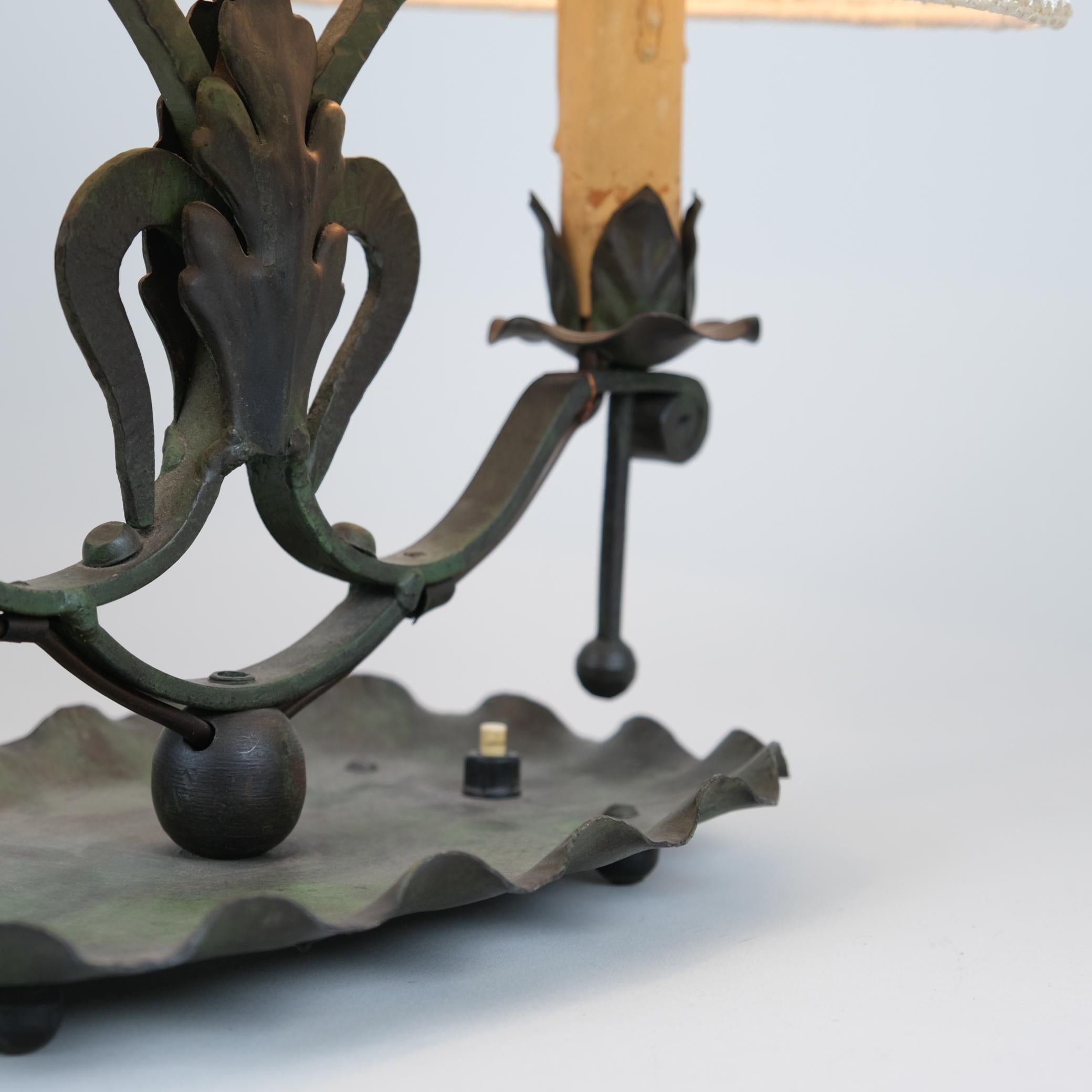 Finnish Antti Hakkarainen Wrought Iron Table Lamp 789, Taidetakamo A. Hakkarainen 1930s For Sale