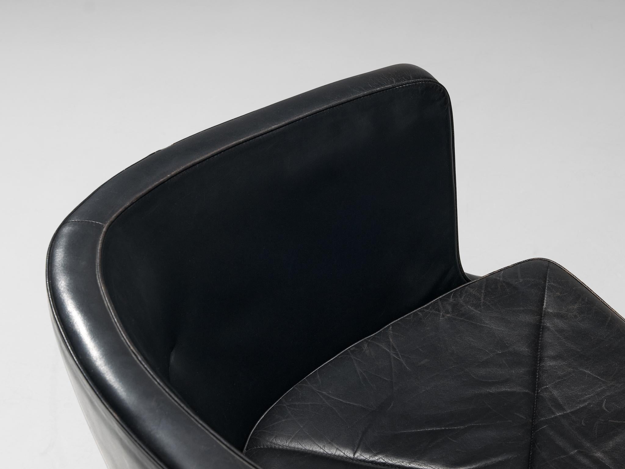 Antti Nurmesniemi Pair of Custom Made Lounge Chairs in Black Leather 3