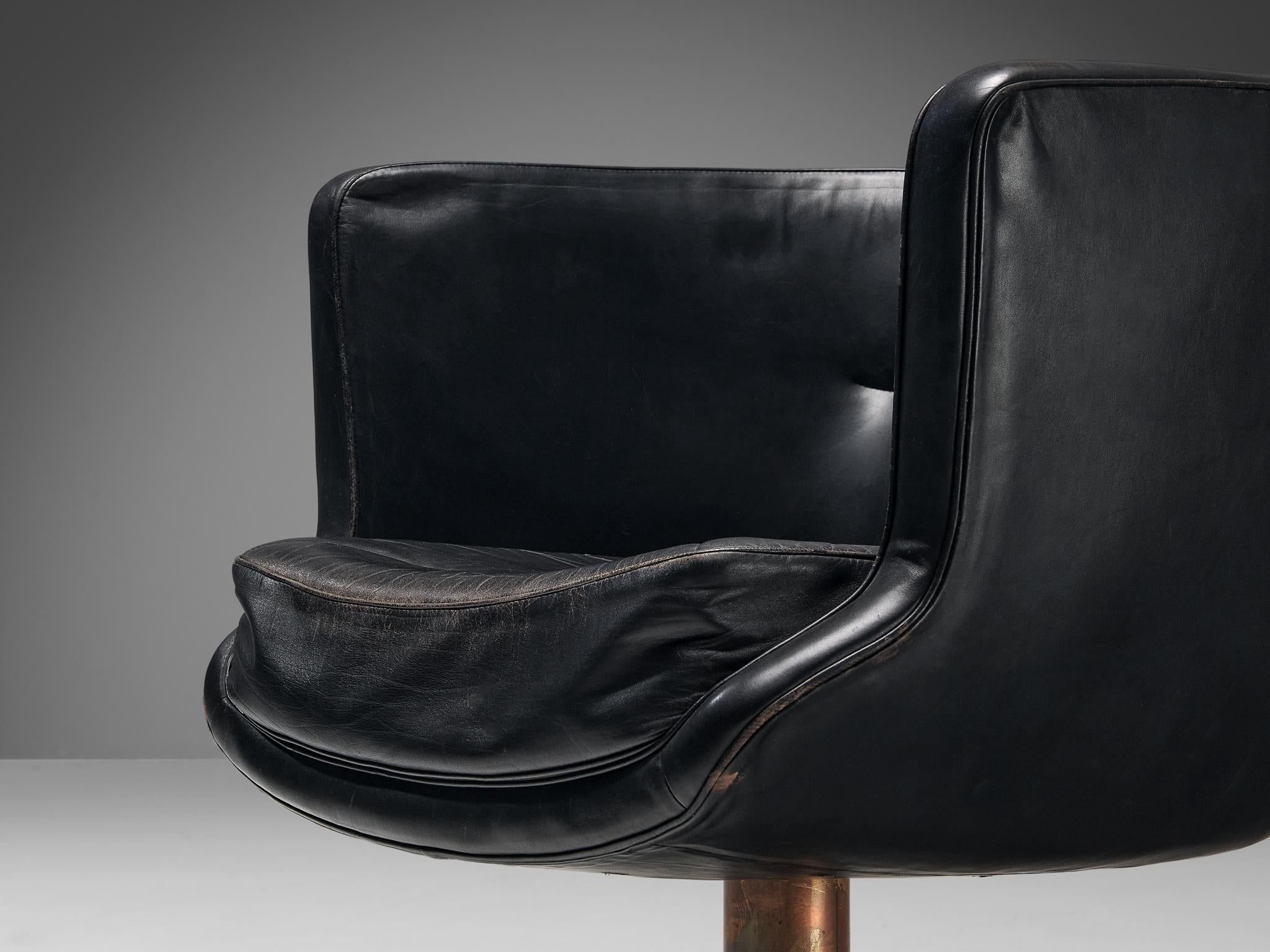 Scandinavian Modern Antti Nurmesniemi Pair of Custom Made Lounge Chairs in Black Leather