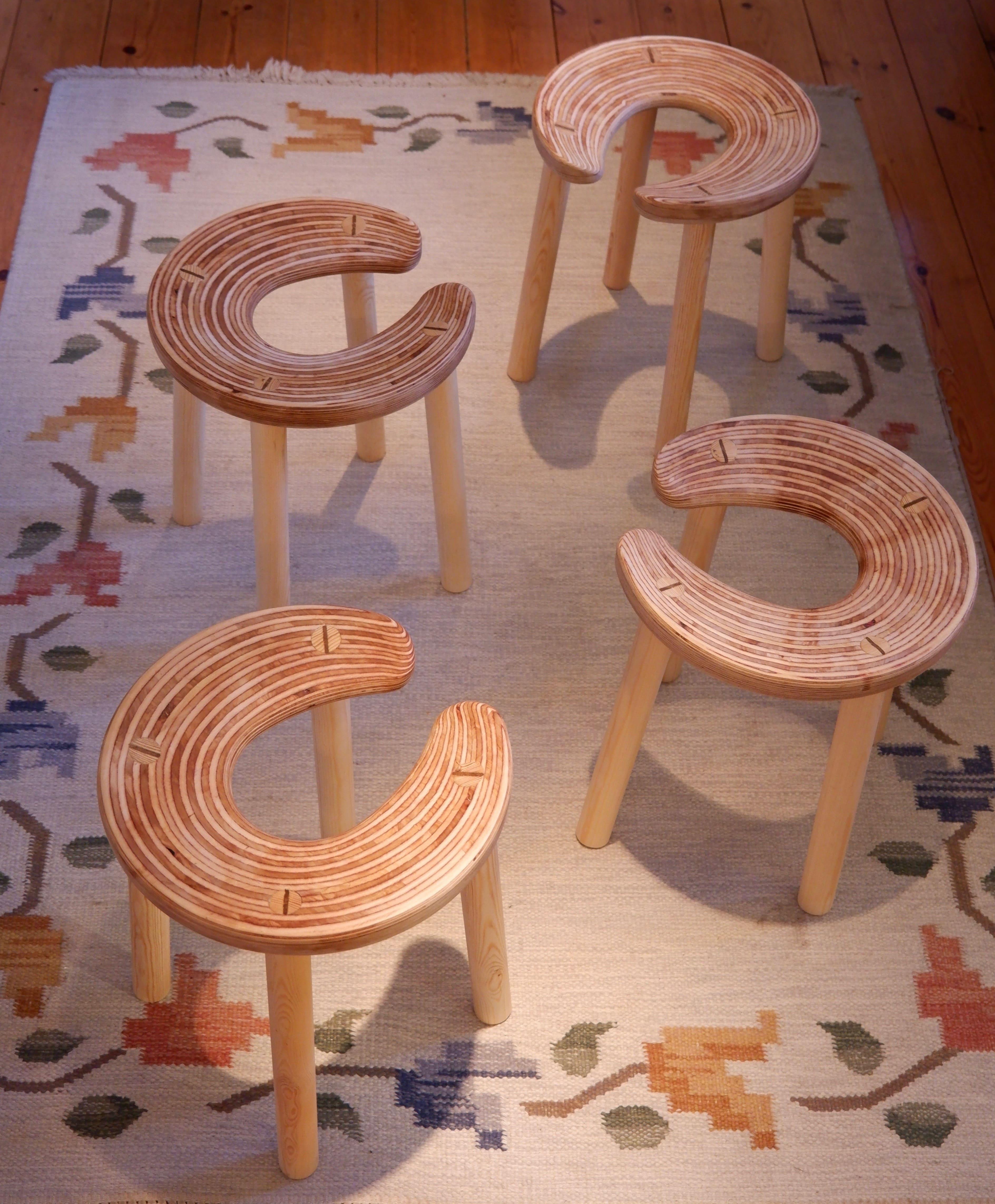 Antti Nurmesniemi, Set of Four Sauna Stools, Designed for the Palace Hotel, Hels 2