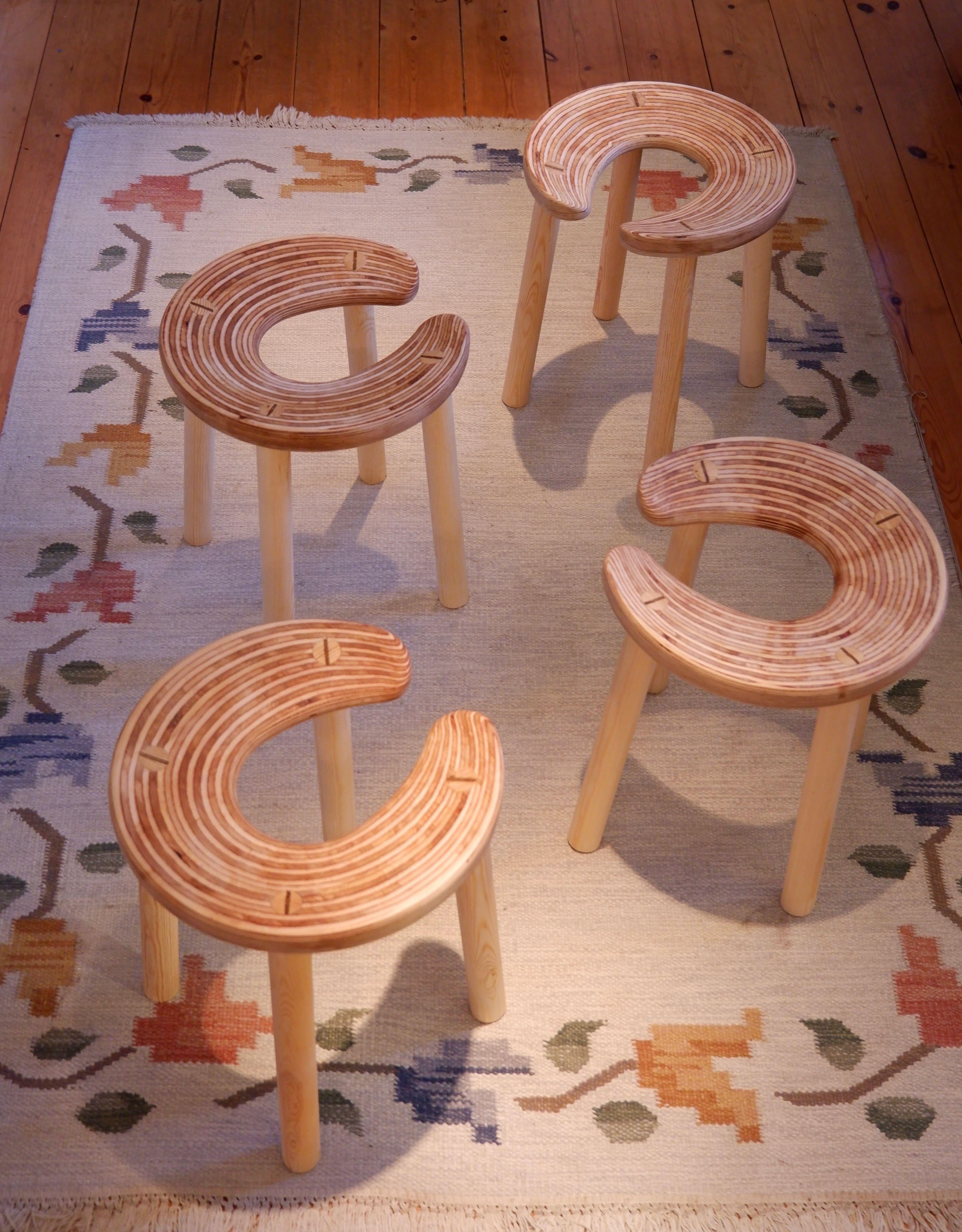 Antti Nurmesniemi, Set of Four Sauna Stools, Designed for the Palace Hotel, Hels 3
