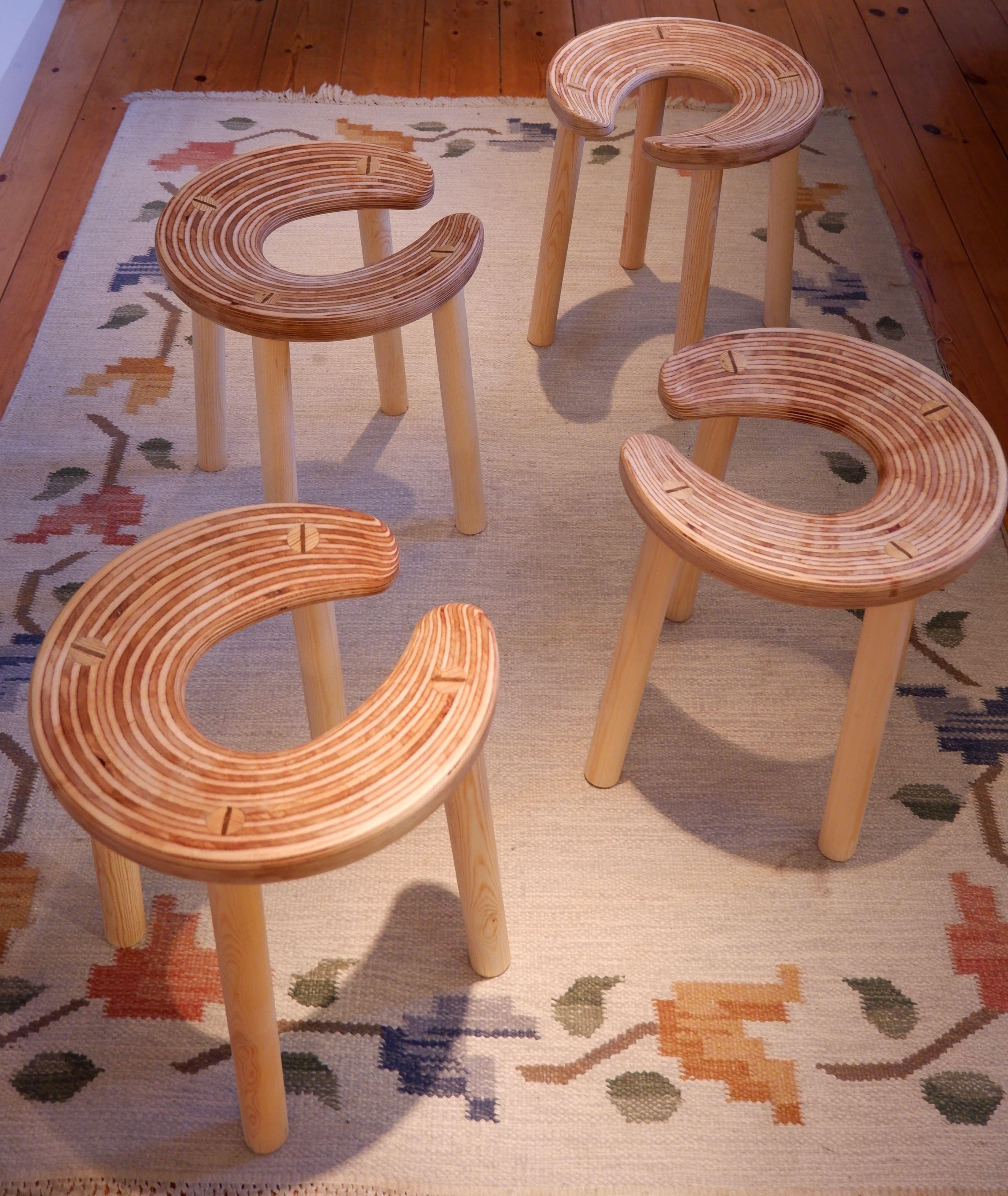 Antti Nurmesniemi, Set of Four Sauna Stools, Designed for the Palace Hotel, Hels 4