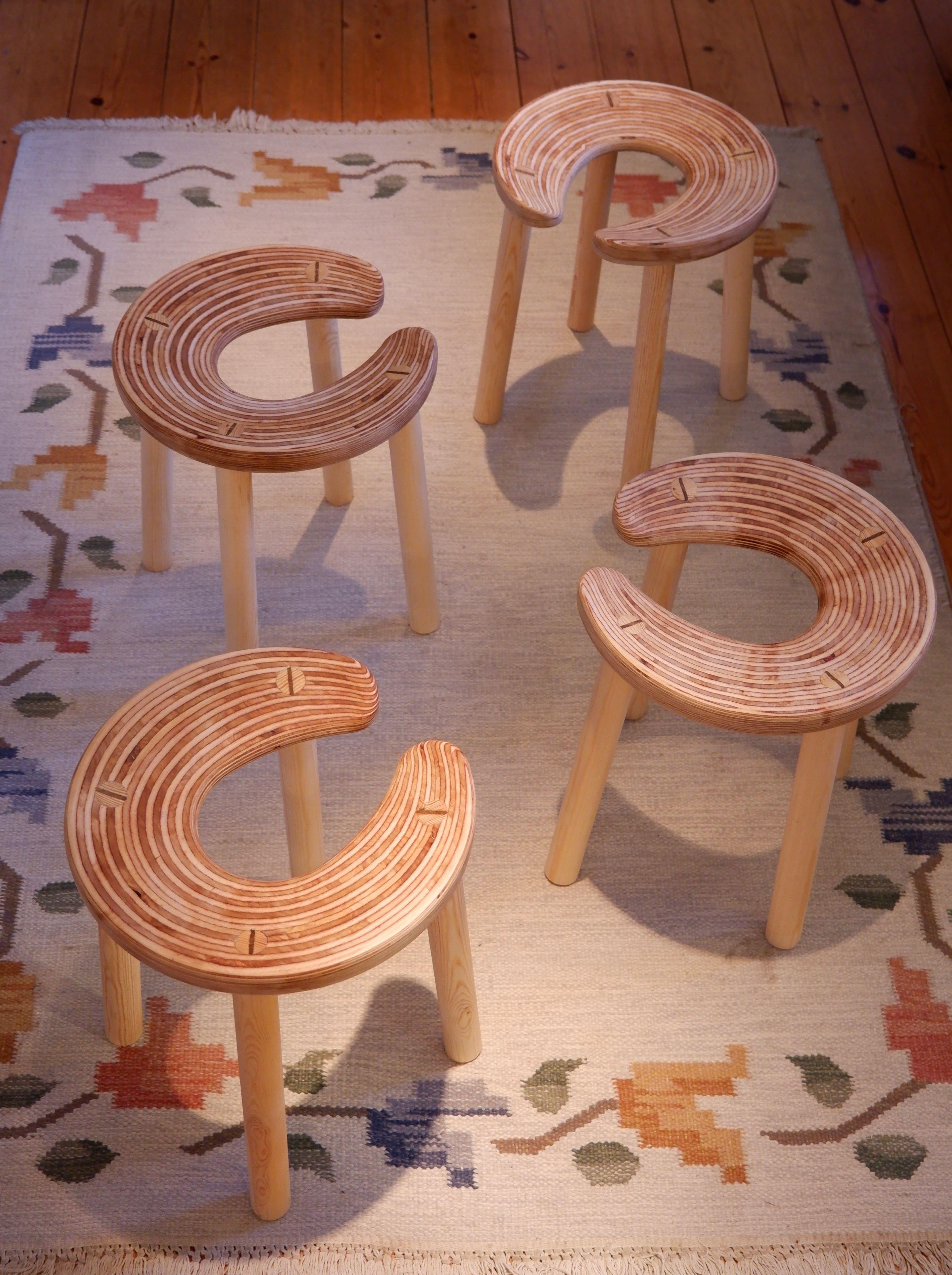 Antti Nurmesniemi, Set of Four Sauna Stools, Designed for the Palace Hotel, Hels 1