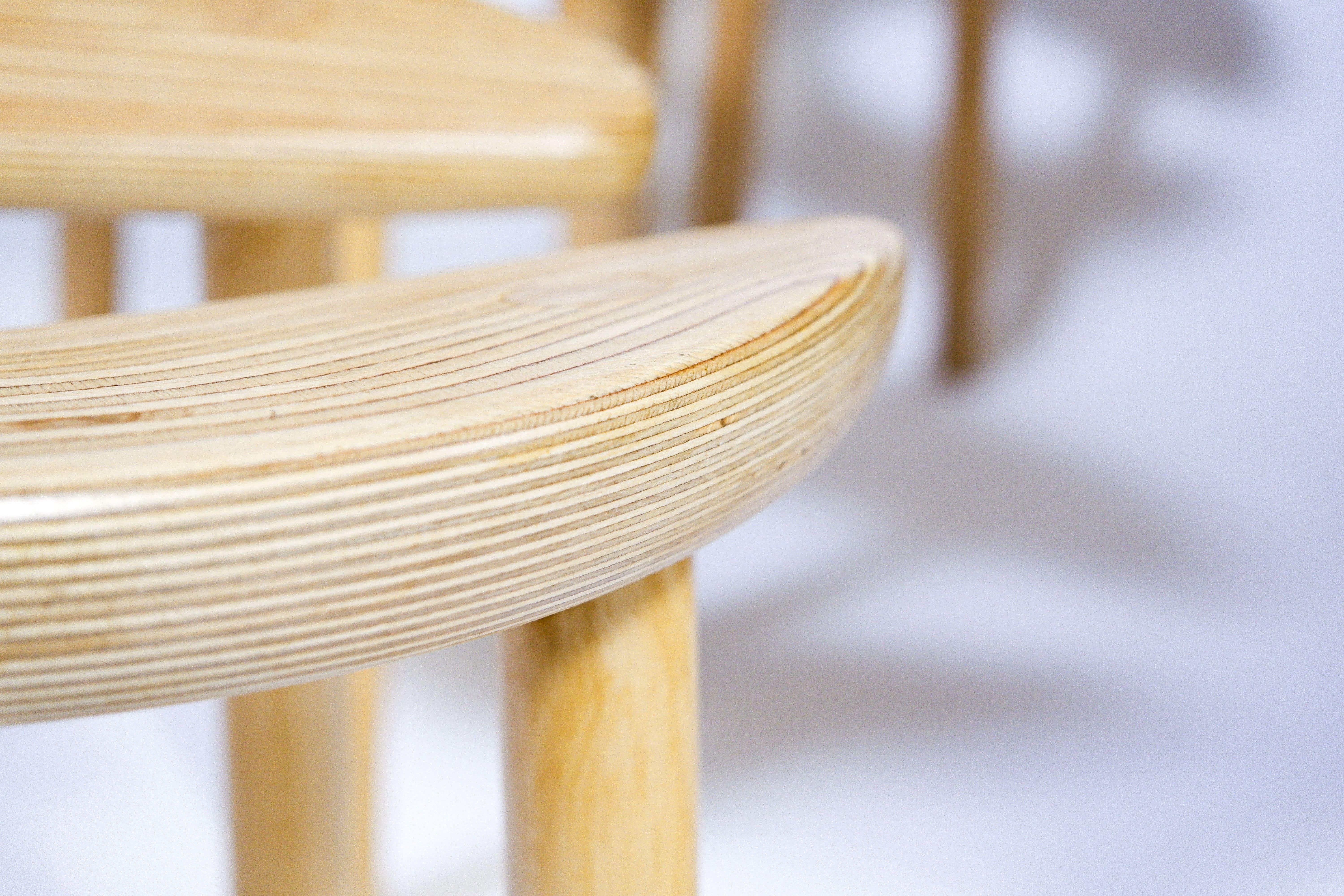Antti Nurmesniemi, set of six Sauna stools, designed for the Palace Hotel, 1952 im Angebot 4