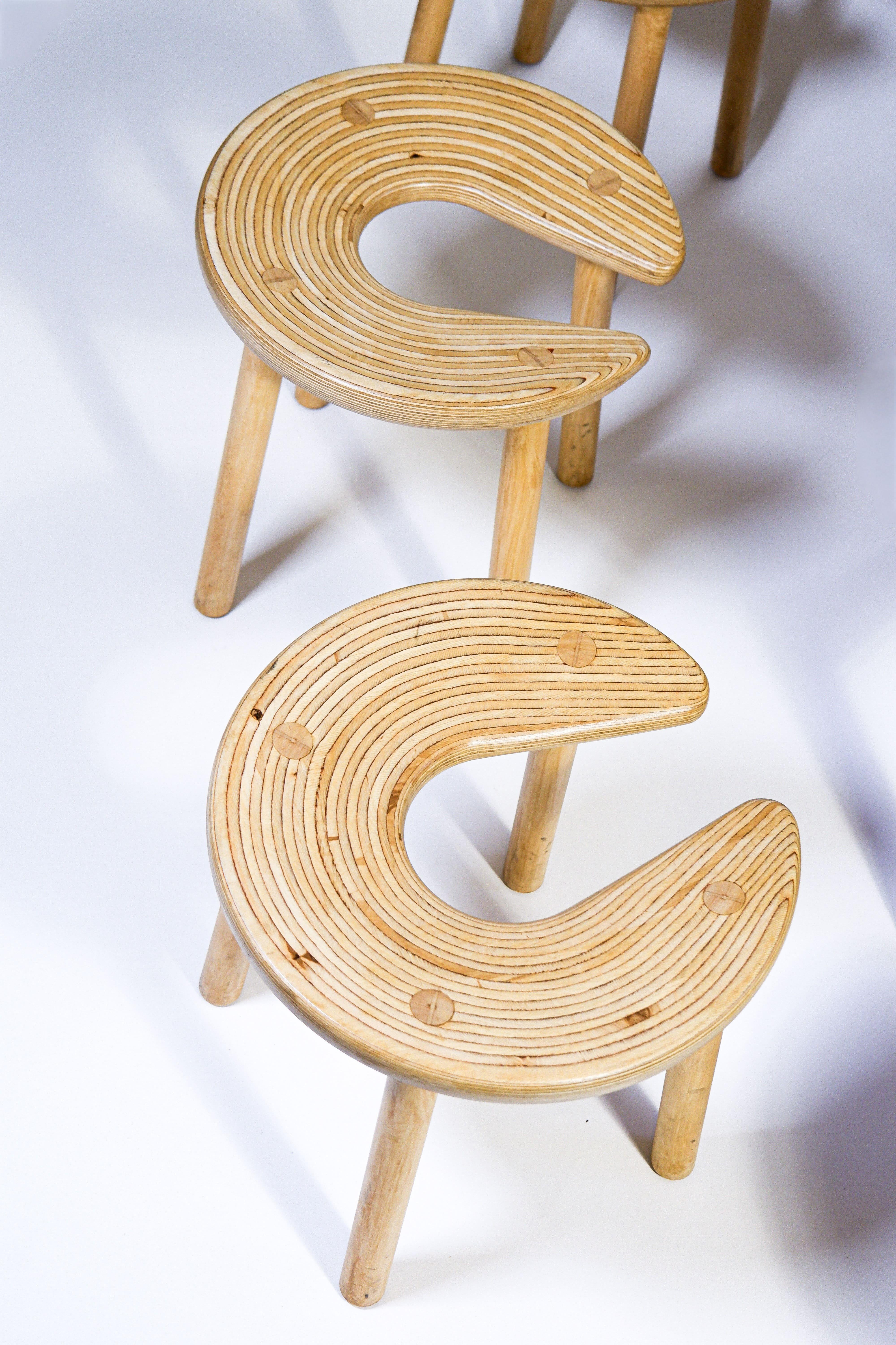 Antti Nurmesniemi, set of six Sauna stools, designed for the Palace Hotel, 1952 im Angebot 2