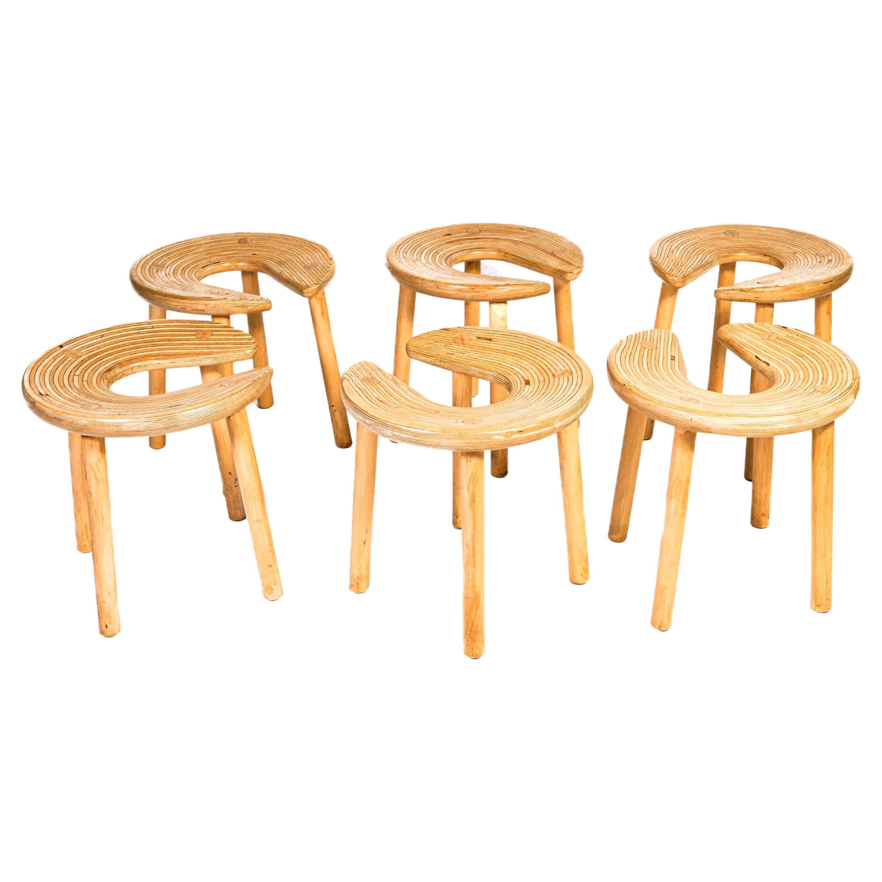Antti Nurmesniemi, set of six Sauna stools, designed for the Palace Hotel, 1952 im Angebot