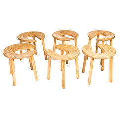 Antti Nurmesniemi, set of six Sauna stools, designed for the Palace Hotel, 1952