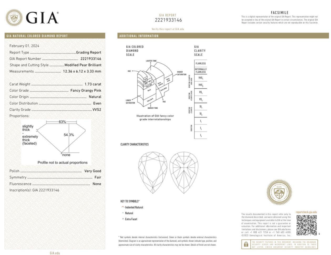 Nessuna descrizione provi1.73ct Fancy Orangy Pink Diamante antico a forma di pera - Purezza VVS2 - Un raro romanticismo nel colore

Scopri un'accattivante miscela di storia, rarità e romanticismo con questo eccezionale diamante Fancy Orangy Pink da