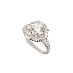 Antuiqe Platinum 1.75ctw Old European Cut Diamond Halo Filigree Engagement Ring