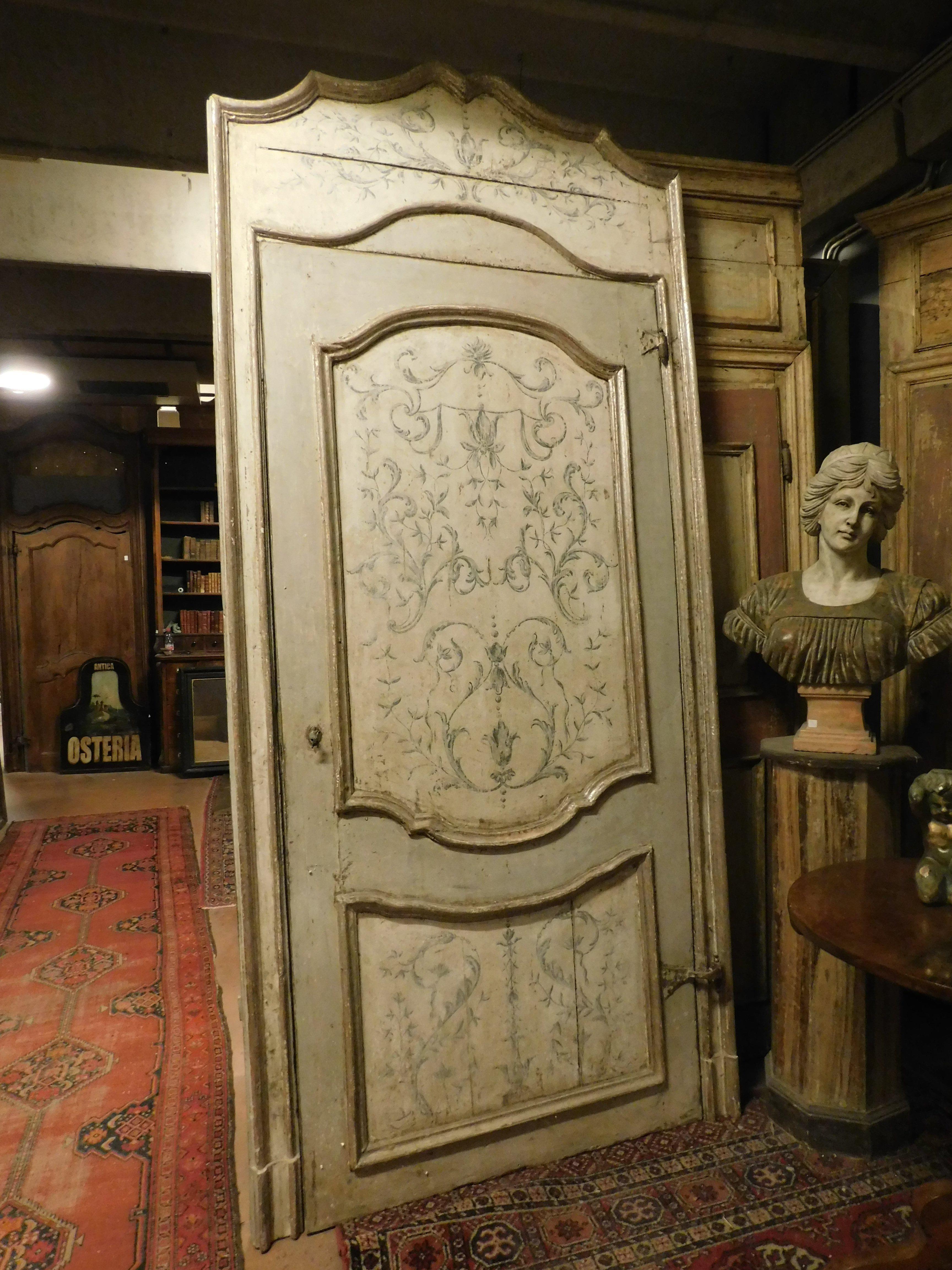 Porte laquée, peinte et argentée, avec cadre, 700 Italie Bon état - En vente à Cuneo, Italy (CN)