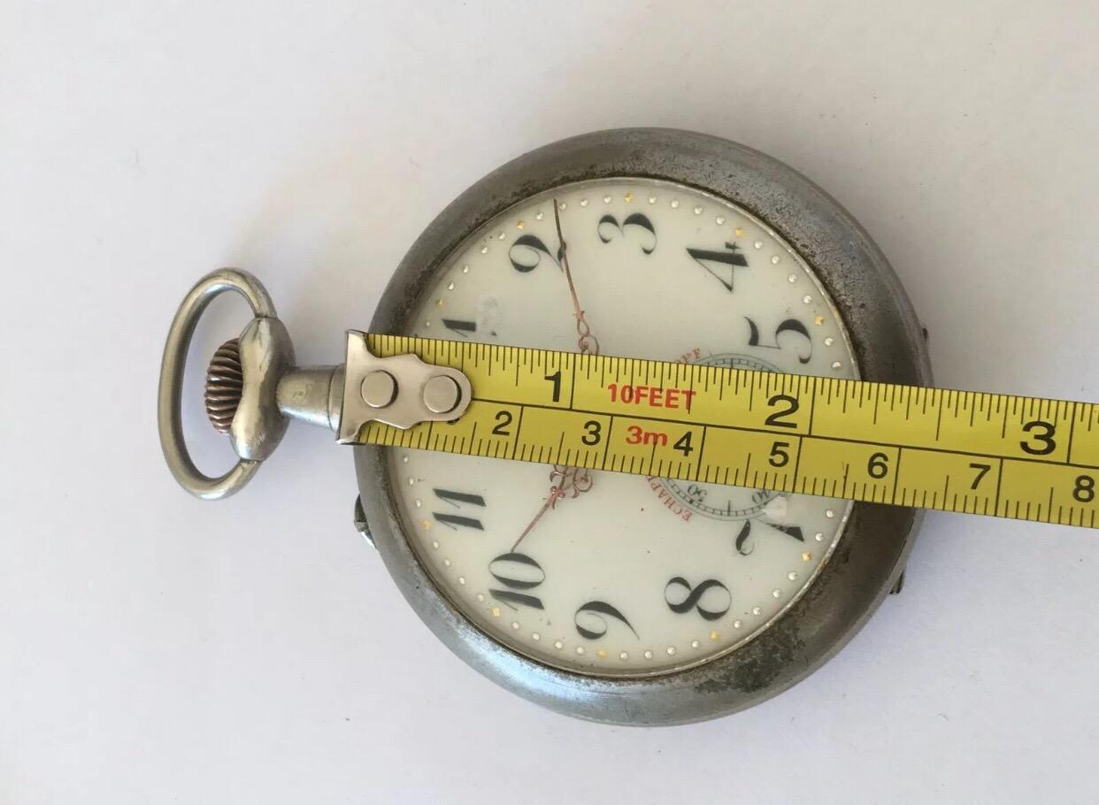 Antuque Grande montre de poche signée Messaggero, Echappement Roskopf Unisexe en vente